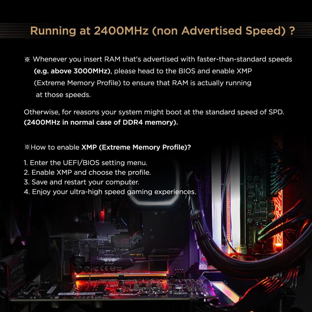 【RGB DDR4 RAM】 Game TURBO 32GB Kit (2X16Gb)Ddr4 3200Mhz PC4-25600 CL16-18-18-40 Intel XMP 2.0 AMD Ryzen 1.35V UDIMM 288 Pin Unbuffered Non ECC High Performance Gaming Desktop Memory - Black