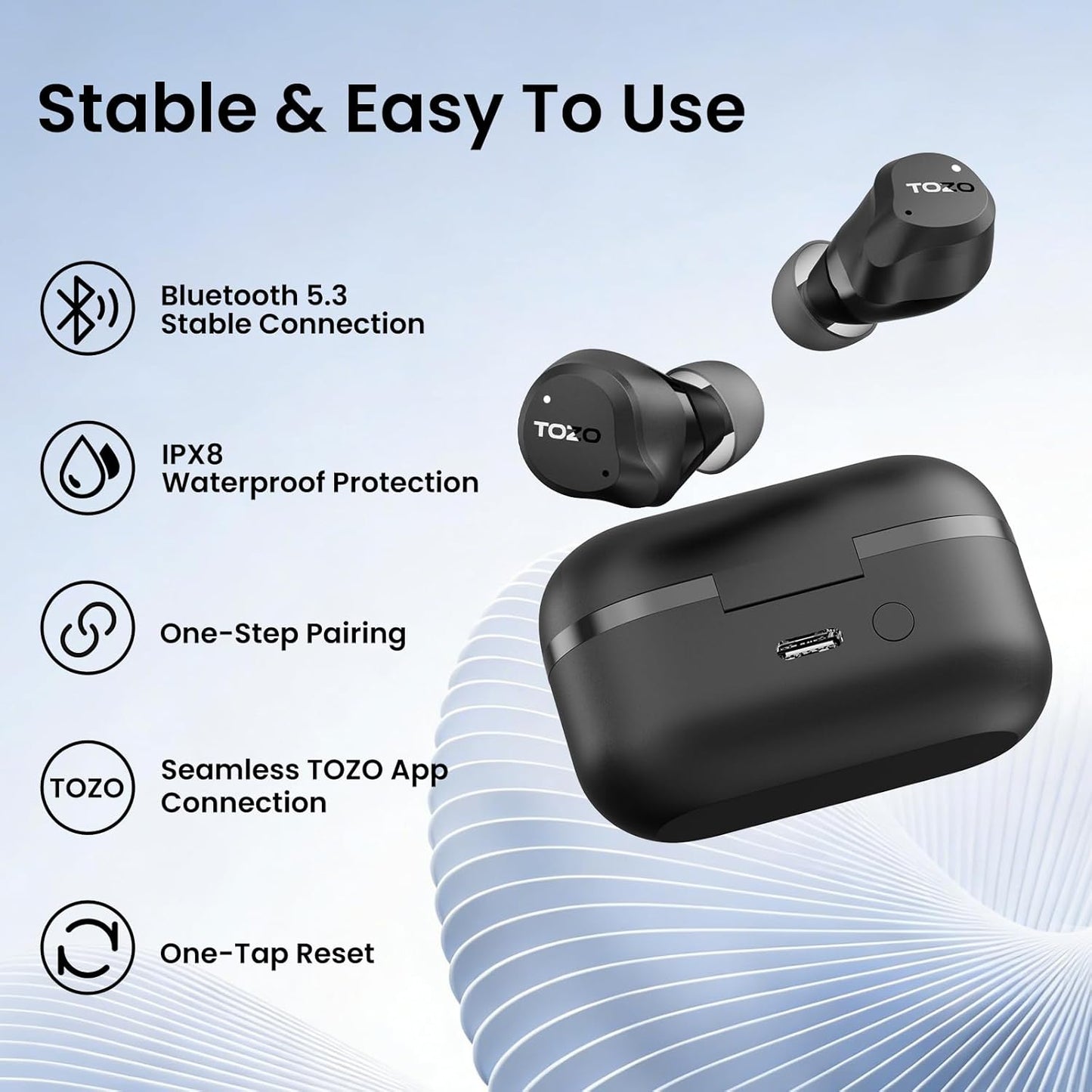 NC9 Hybrid Active Noise Cancelling Wireless Earbuds, 6 Mics ENC Clear Call, IPX8 Waterproof, in Ear Bluetooth 5.3 Headphones Stereo Bass Ear Buds 60H Playtime with LED Display 32 Eqs via APP