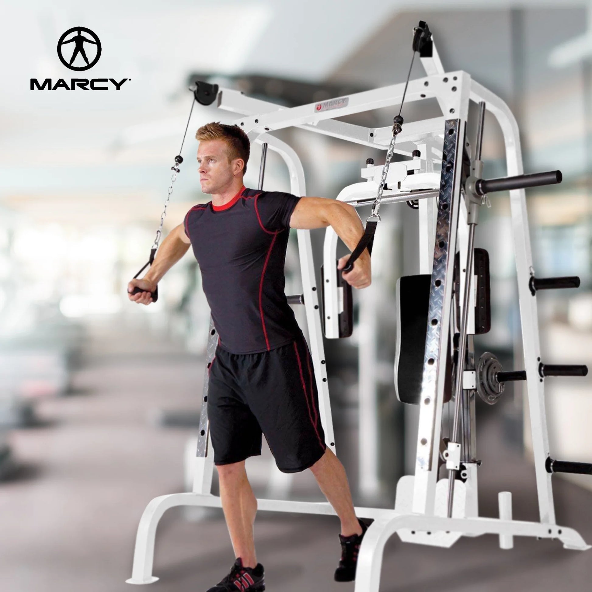 Pro Máquina De Entrenamiento Total Para El Cuerpo Smith Cage, Sistema De Gimnasio, Blanco