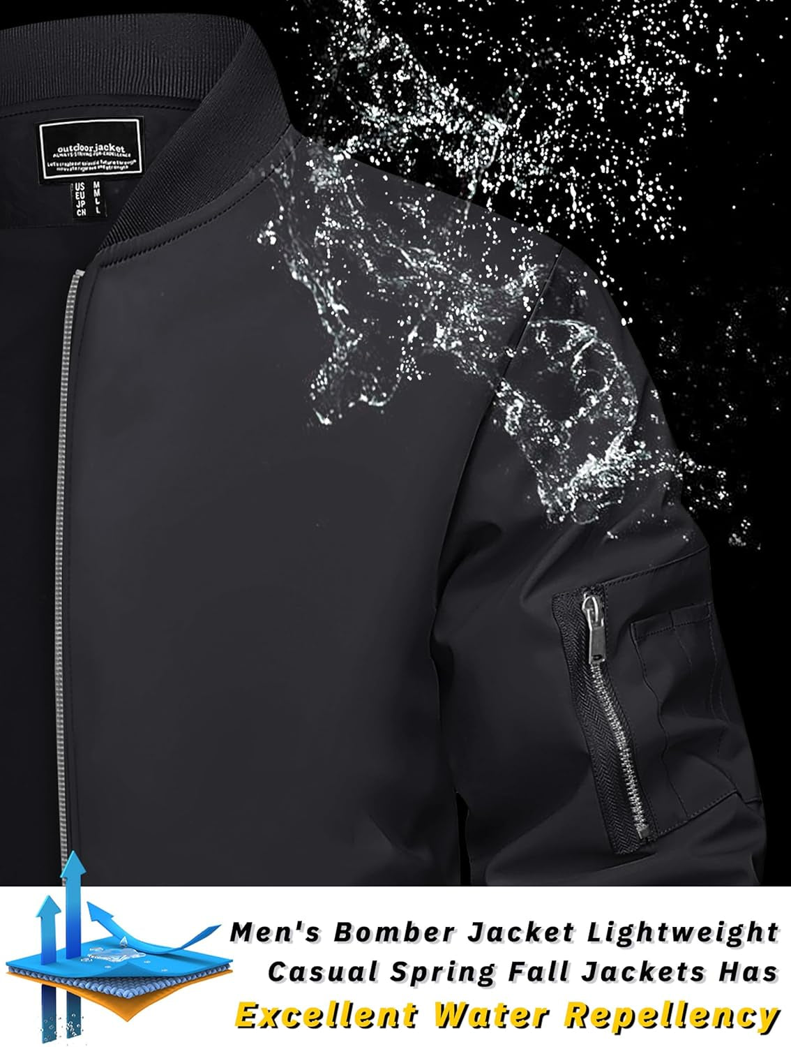 Men'S Bomber Jacket Lightweight Casual Spring Fall Windbreaker Zip up Coat with Pocket