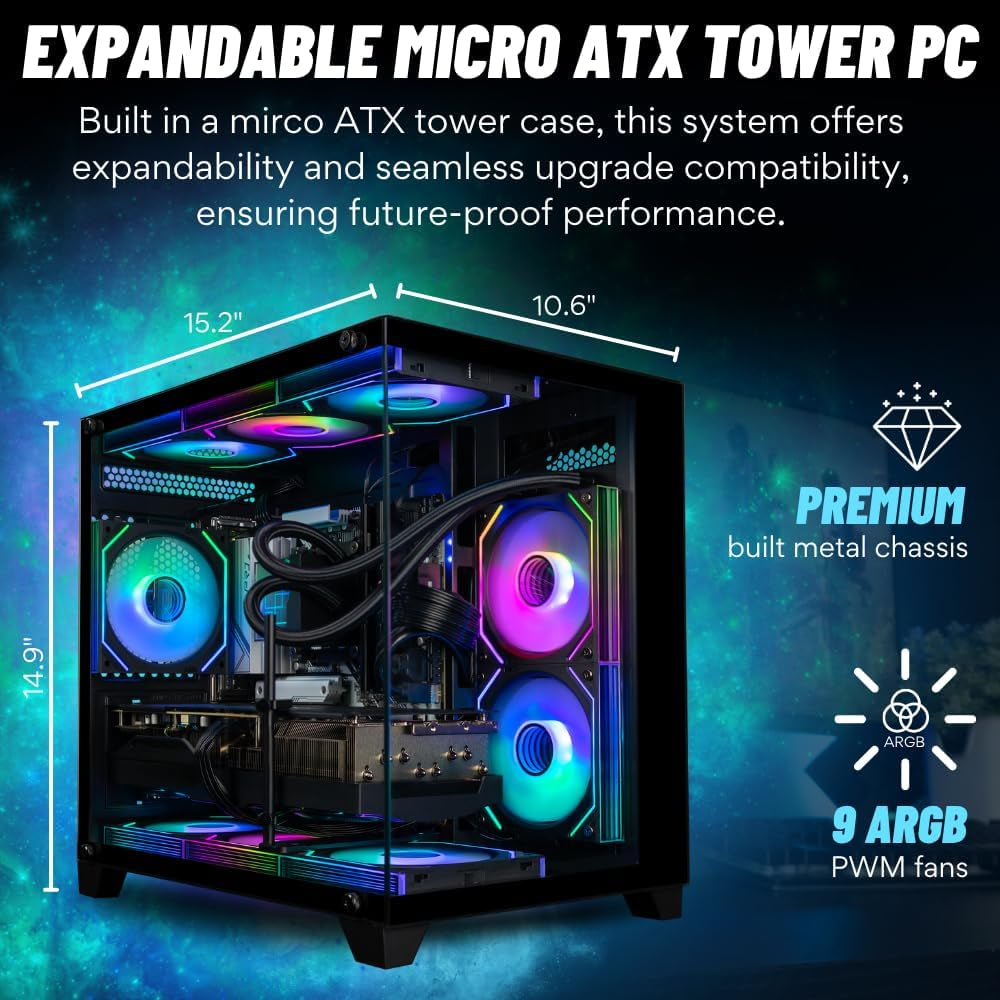 Panorama RTX 5080, 24-Core I9-14900Kf, 64GB DDR5 RAM, 2TB Gen4 Nvme SSD, Liquid Cooled Gaming Desktop PC W/Windows 11 Pro, 3-Year Warranty, RGB Keyboard + Mouse, RJ45, Internal Wi-Fi 6E, 3X DP & HDMI