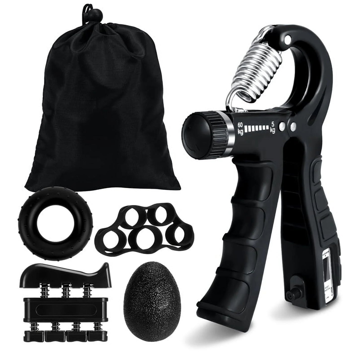 Kit De Entrenamiento De Fuerza Con Agarre De 6 Piezas Ajustable Hasta 132 Libras, Negro