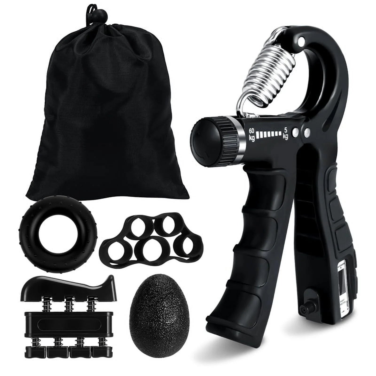 Kit De Entrenamiento De Fuerza Con Agarre De 6 Piezas Ajustable Hasta 132 Libras, Negro