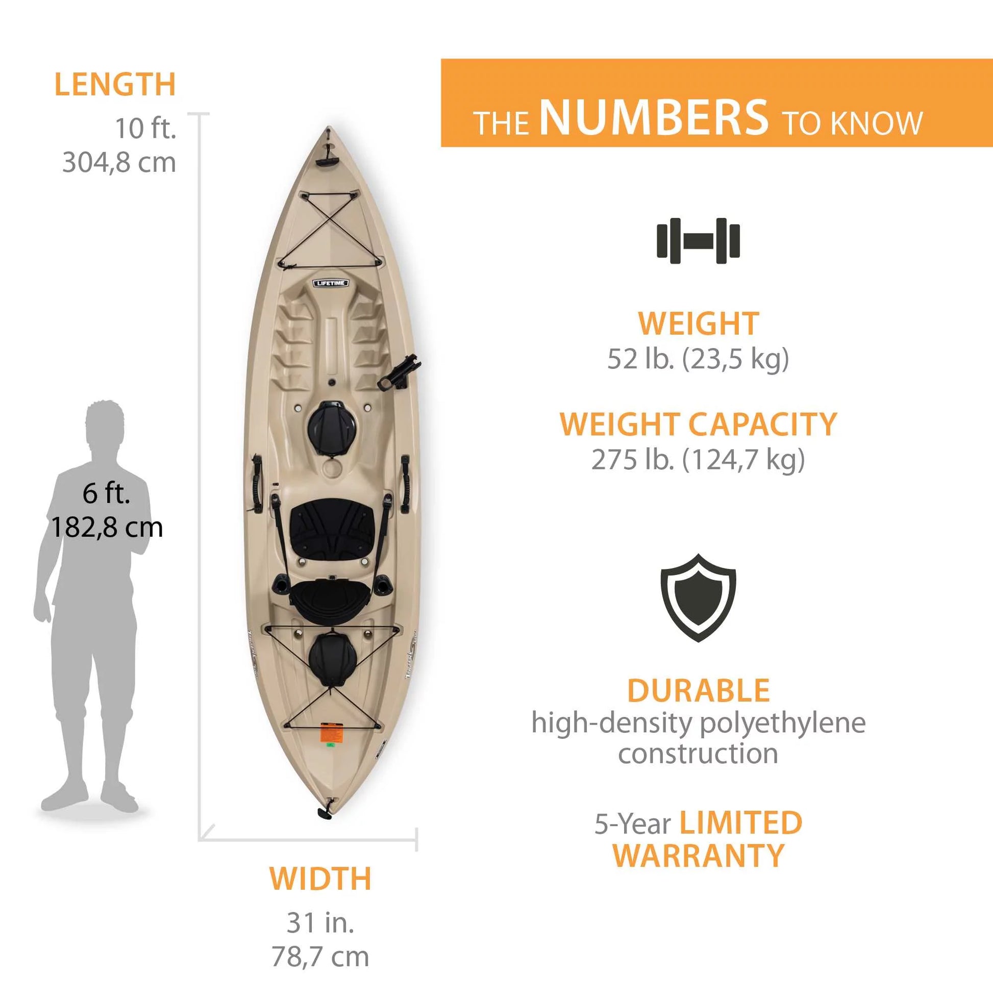 Tamarack Angler Kayak De Pesca De 10 Ft Para Sentarse En La Parte Superior Con Pala, Color Canela (90508)