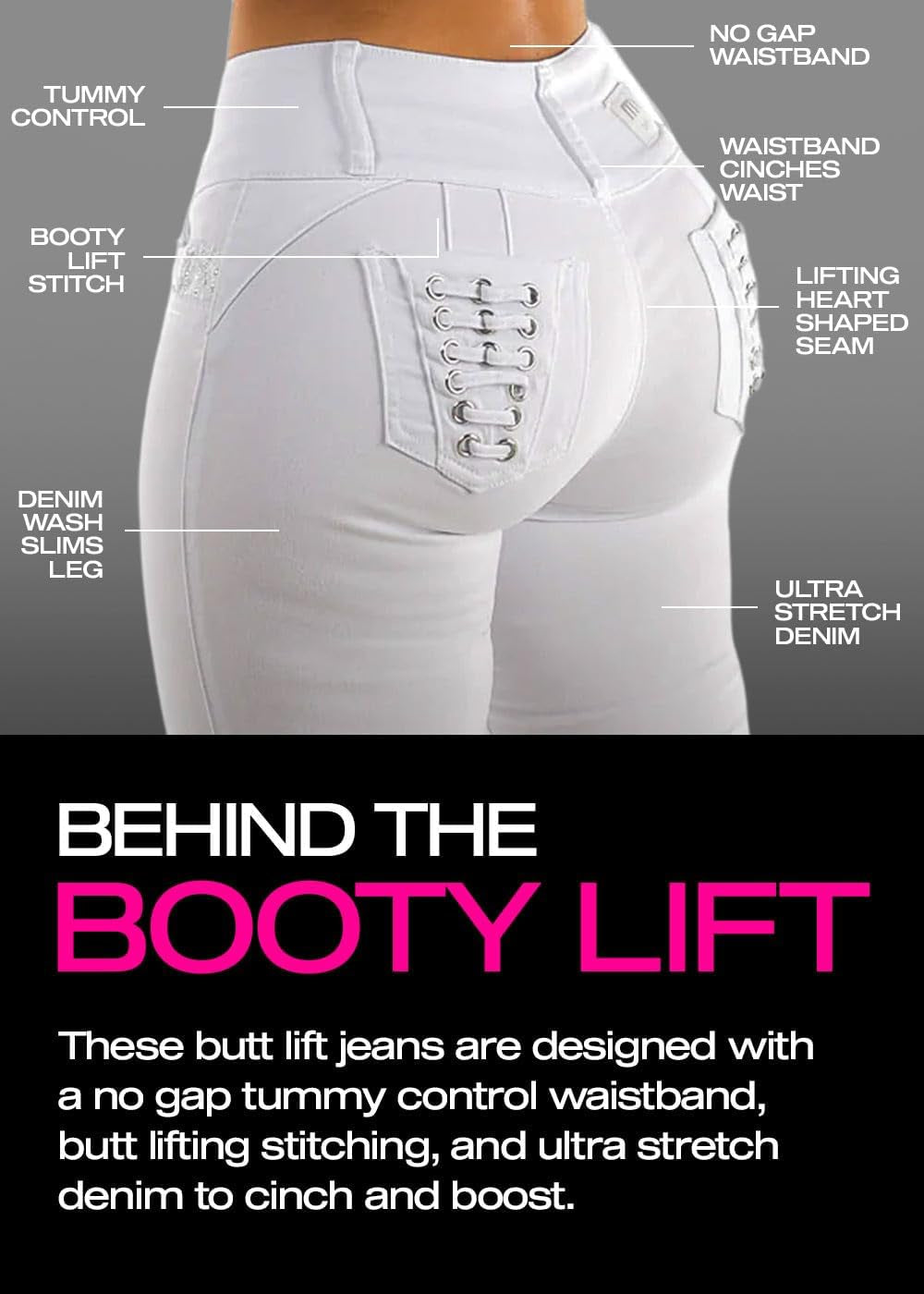 Butt Lifting Skinny Jeans for Women - High Waisted Levanta Cola Push up Jeans