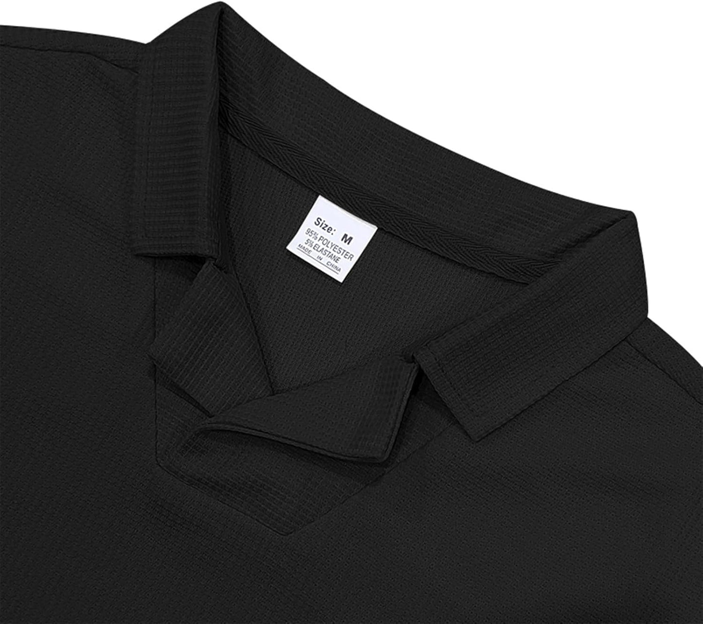 Waffle Knit Polo Shirts for Men Lapel Collared Short Sleeve Baggy Lounge T-Shirts Summer Loose Fit Pullover Blouses