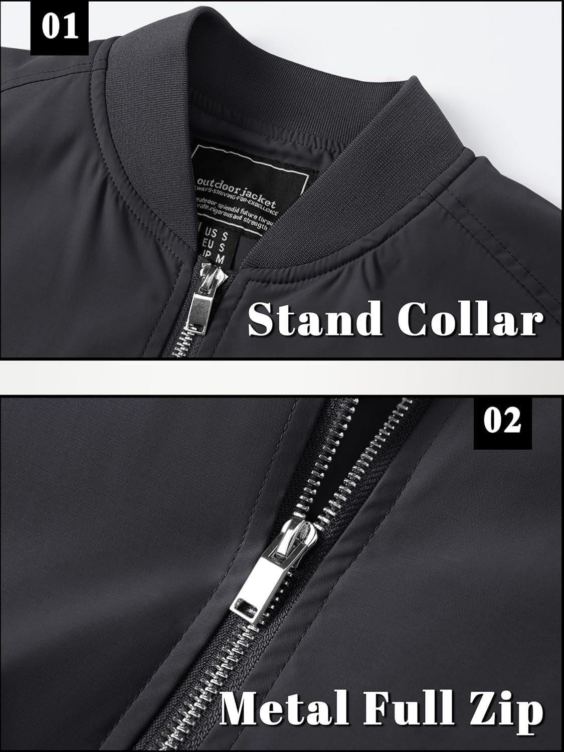 Men'S Bomber Jacket Lightweight Casual Spring Fall Windbreaker Zip up Coat with Pocket