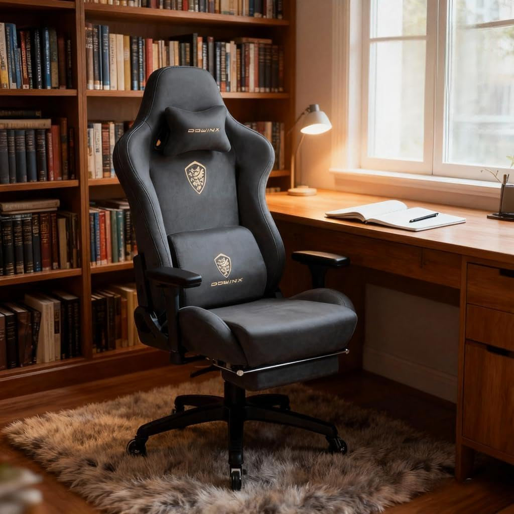 Big and Tall Gaming Chair with Suede Fabric Breathable, Game Chairs for Adults with Oversized Thick Seat for 440Lbs, Ergonomic Gamer Chair for Streaming & Long Gaming Sessions, Deep Grey