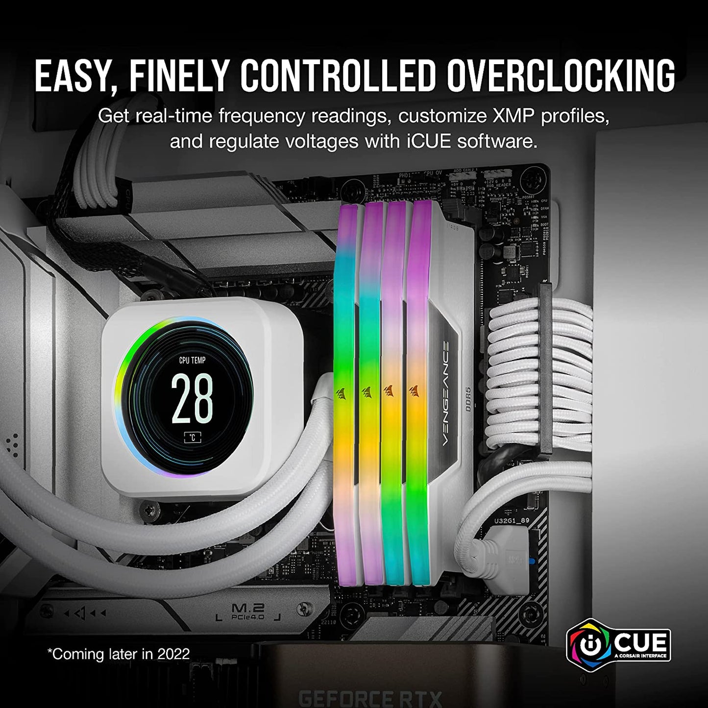 VENGEANCE RGB DDR5 RAM 32GB (2X16Gb) 6000Mhz CL36-44-44-96 1.35V Intel XMP 3.0 Desktop Computer Memory - White (CMH32GX5M2E6000C36W)