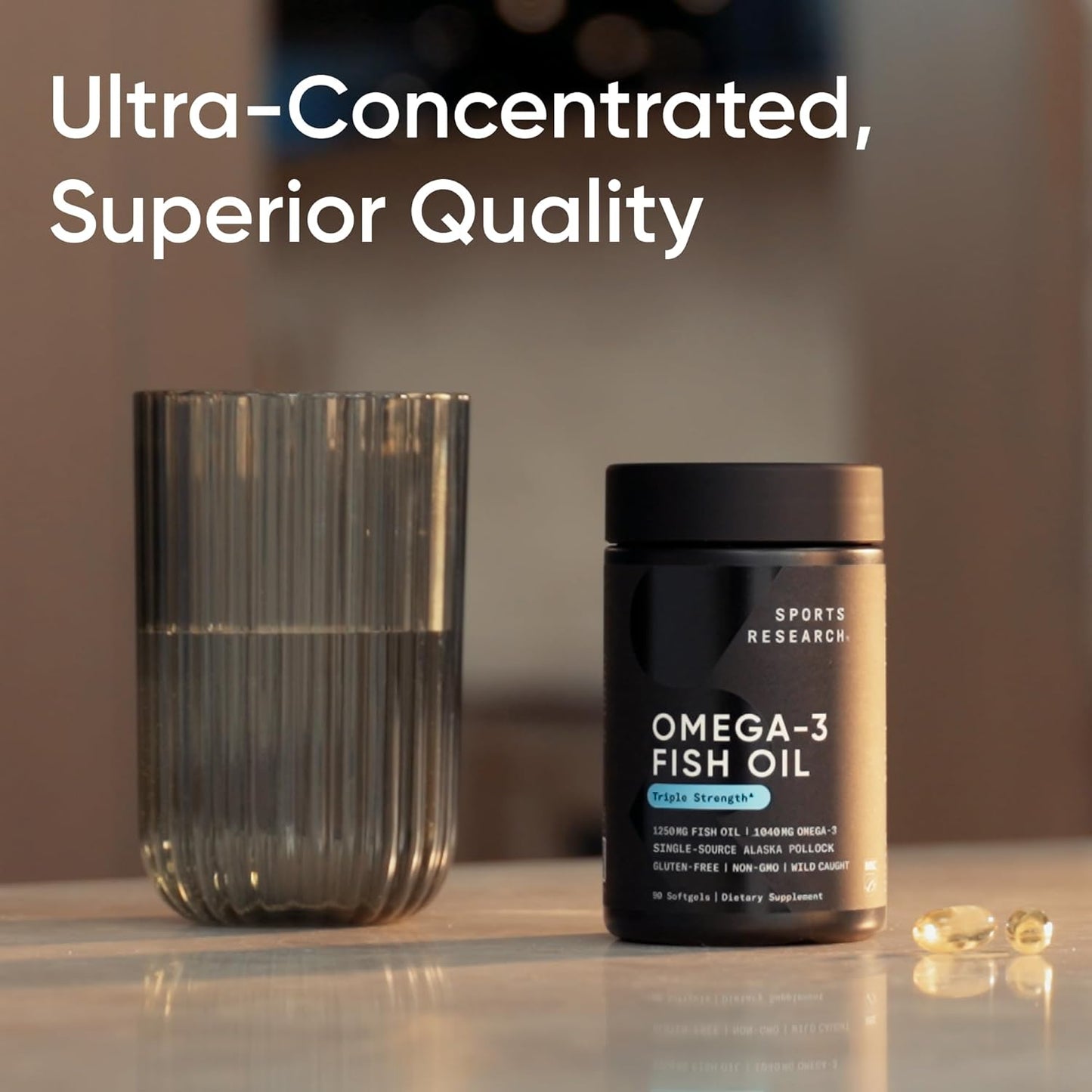 ® Omega-3 Fish Oil 1250 - Triple Strength Fish Oil Supplement from Wild Alaska Pollock - MSC Certified Sustainable · Non-Gmo · Soy Free - 90 Softgel Capsules