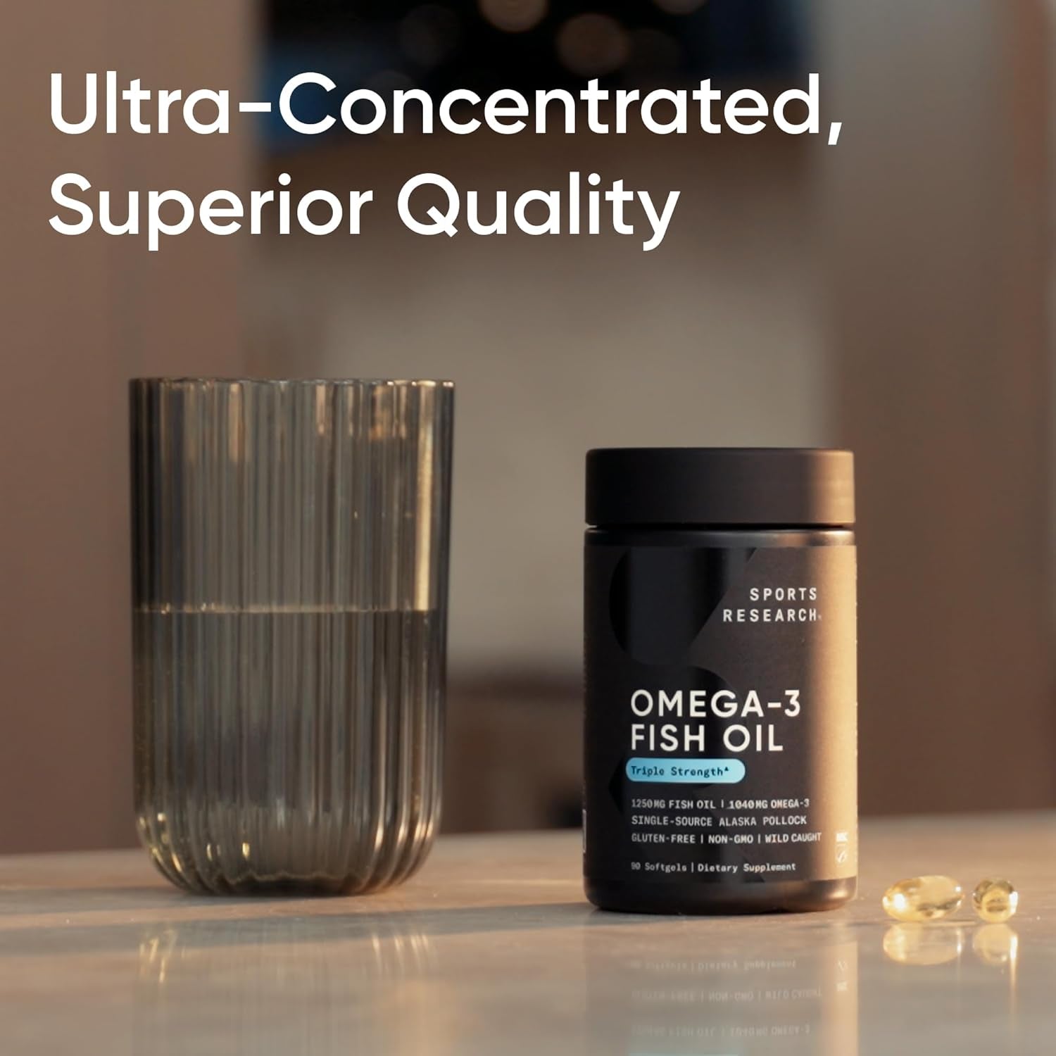 ® Omega-3 Fish Oil 1250 - Triple Strength Fish Oil Supplement from Wild Alaska Pollock - MSC Certified Sustainable · Non-Gmo · Soy Free - 90 Softgel Capsules