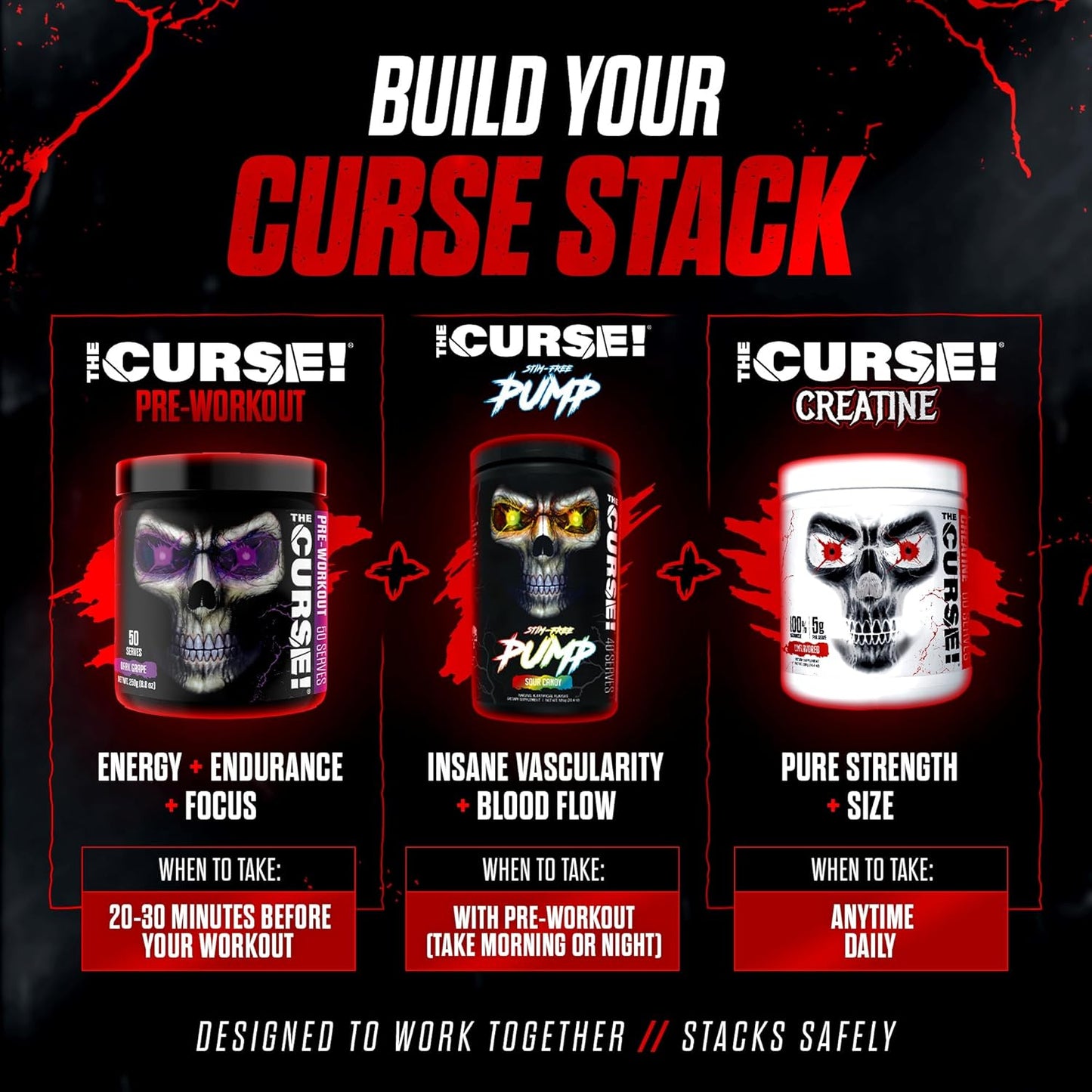 the Curse! Sour Candy Pre Workout Powder with Creatine – Extreme Energy Preworkout for Men & Women – 50 Servings – L Citrulline, Beta Alanine & Caffeine for Pump, Strength & Focus