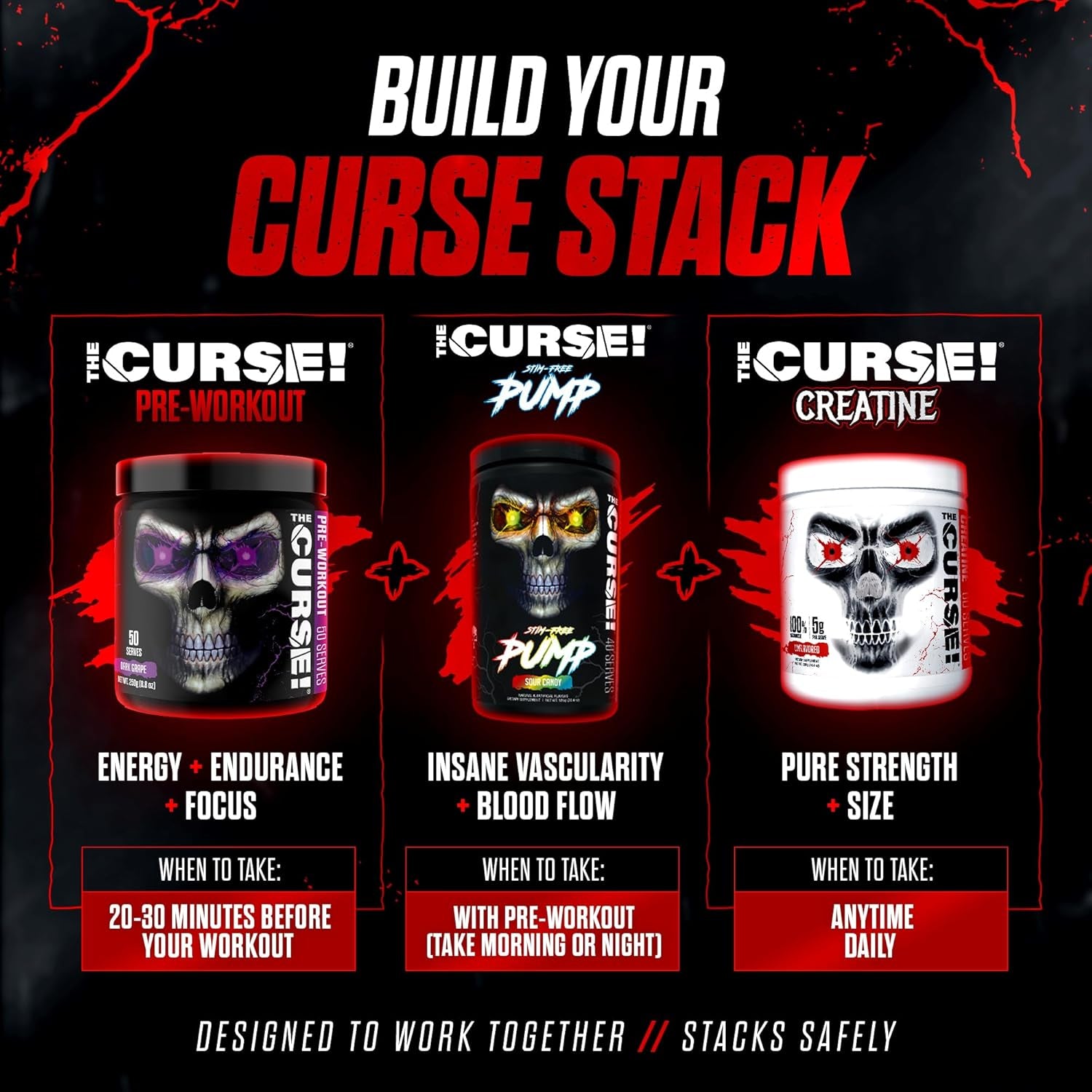 the Curse! Sour Candy Pre Workout Powder with Creatine – Extreme Energy Preworkout for Men & Women – 50 Servings – L Citrulline, Beta Alanine & Caffeine for Pump, Strength & Focus