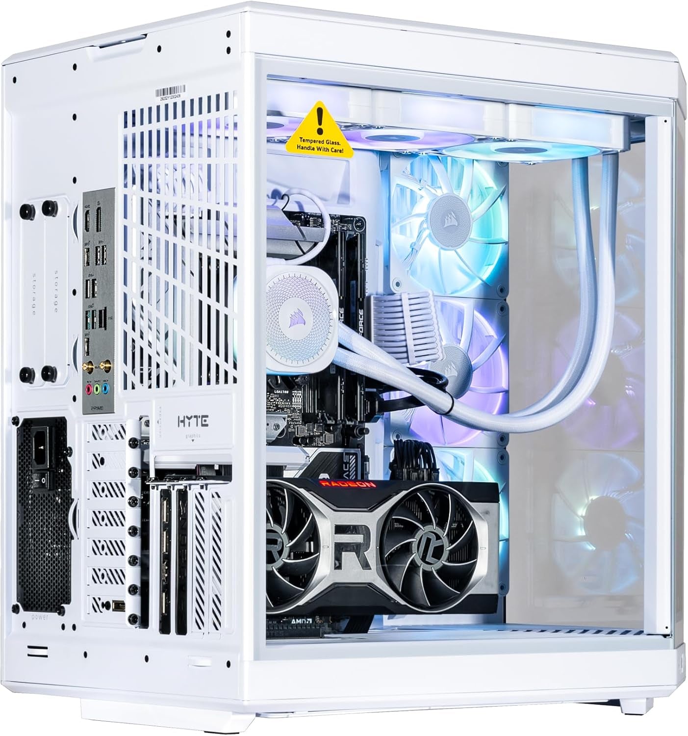LCD White Praetix Custom Built Y70 Touch Gaming Desktop (Radeon RX 9060 XT 8GB (Beats 5060), Liquid Cooled Intel I9-14900K, 32GB DDR5, 2TB Pcie SSD, 1000W PSU, Wifi 6, Win11Pro)