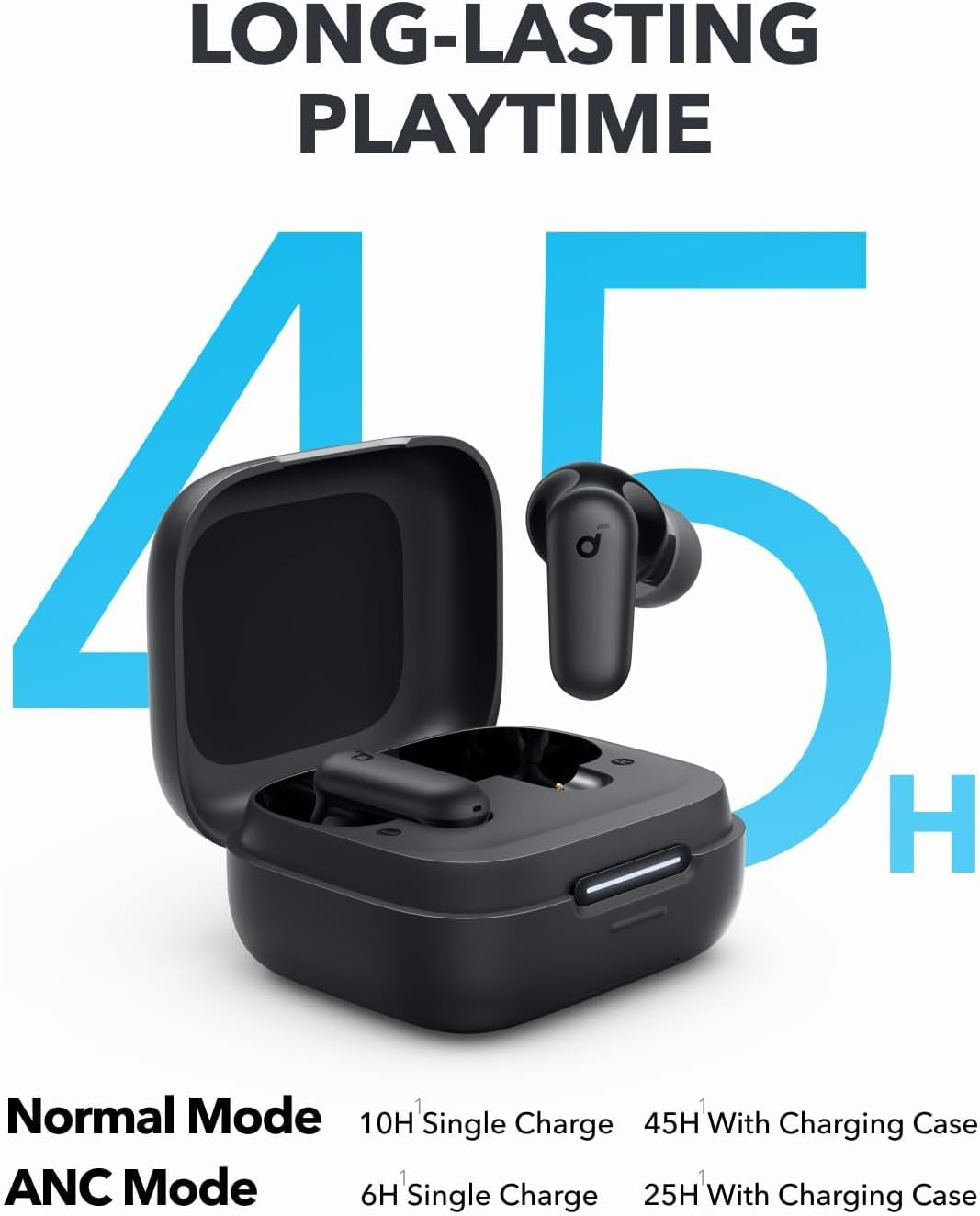 P30I by Anker Noise Cancelling Earbuds, Strong and Smart Noise Cancelling, Powerful Bass, 45H Playtime, 2-In-1 Case and Phone Stand, IP54, Wireless Earbuds, Bluetooth 5.4 (Black)