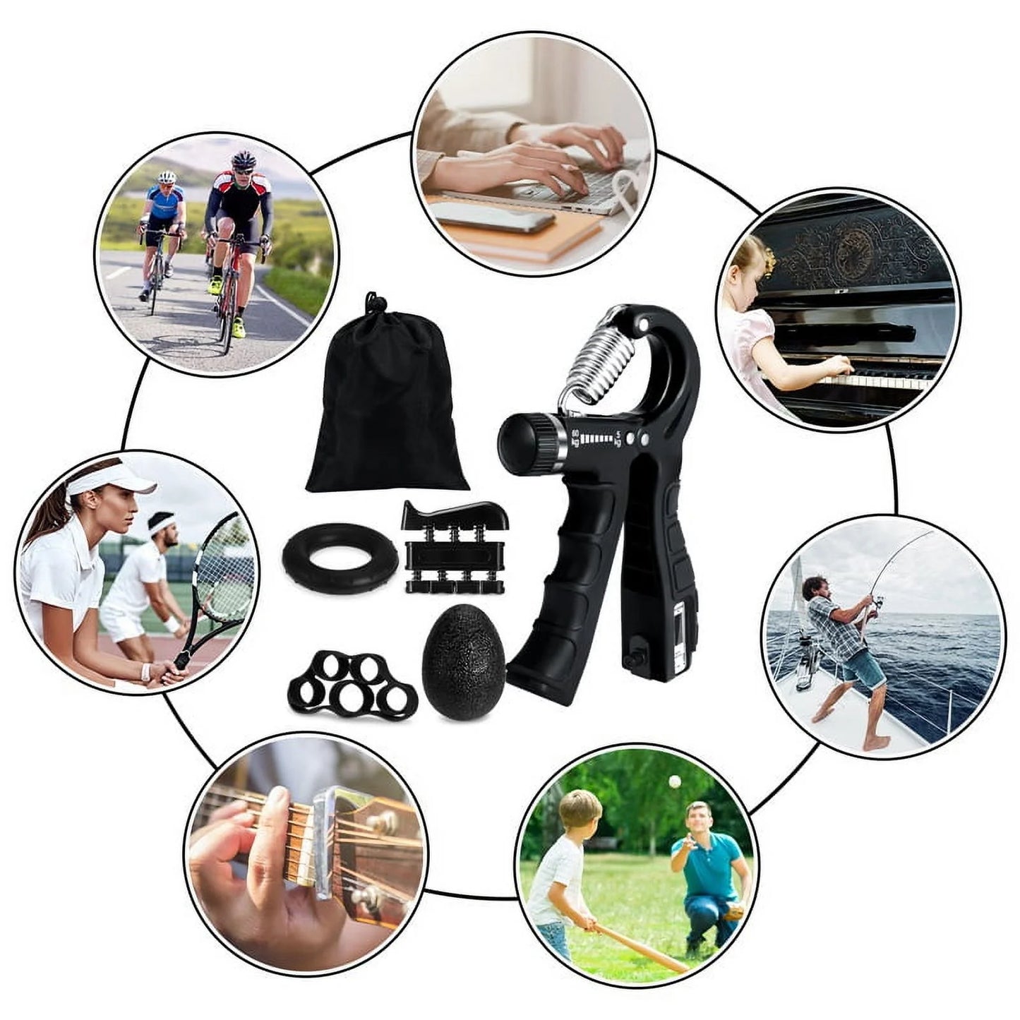 Kit De Entrenamiento De Fuerza Con Agarre De 6 Piezas Ajustable Hasta 132 Libras, Negro