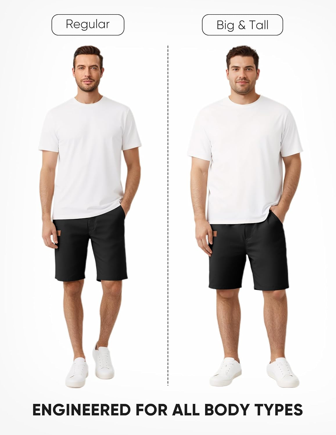 Mens Casual Shorts - Cotton Drawstring Summer Beach Stretch Twill Chino Golf Shorts