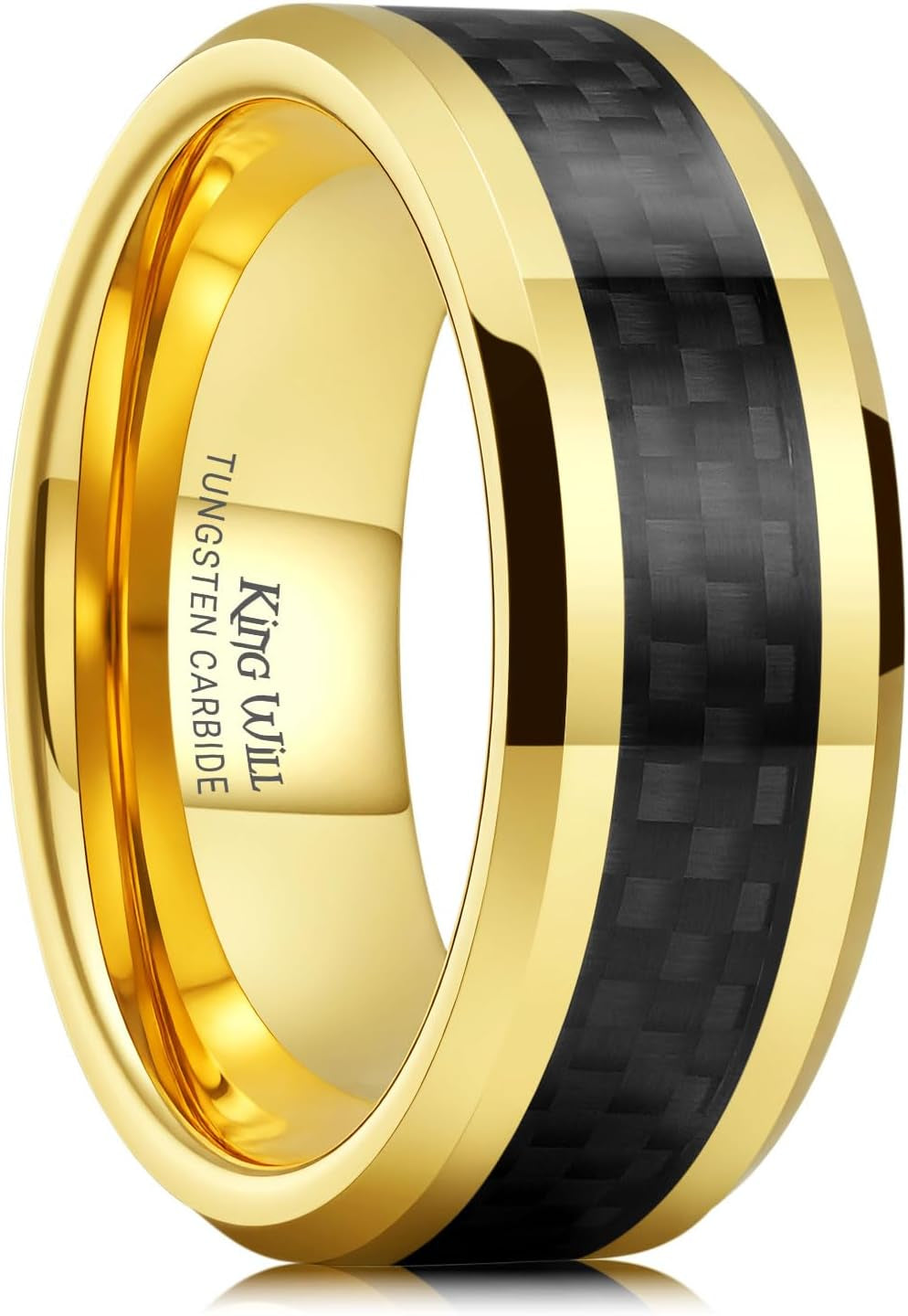 Tungsten Rings for Men Two Tone Grooved Mens Wedding Band Cool Promise Engagement Matte Finished Beveled Edge