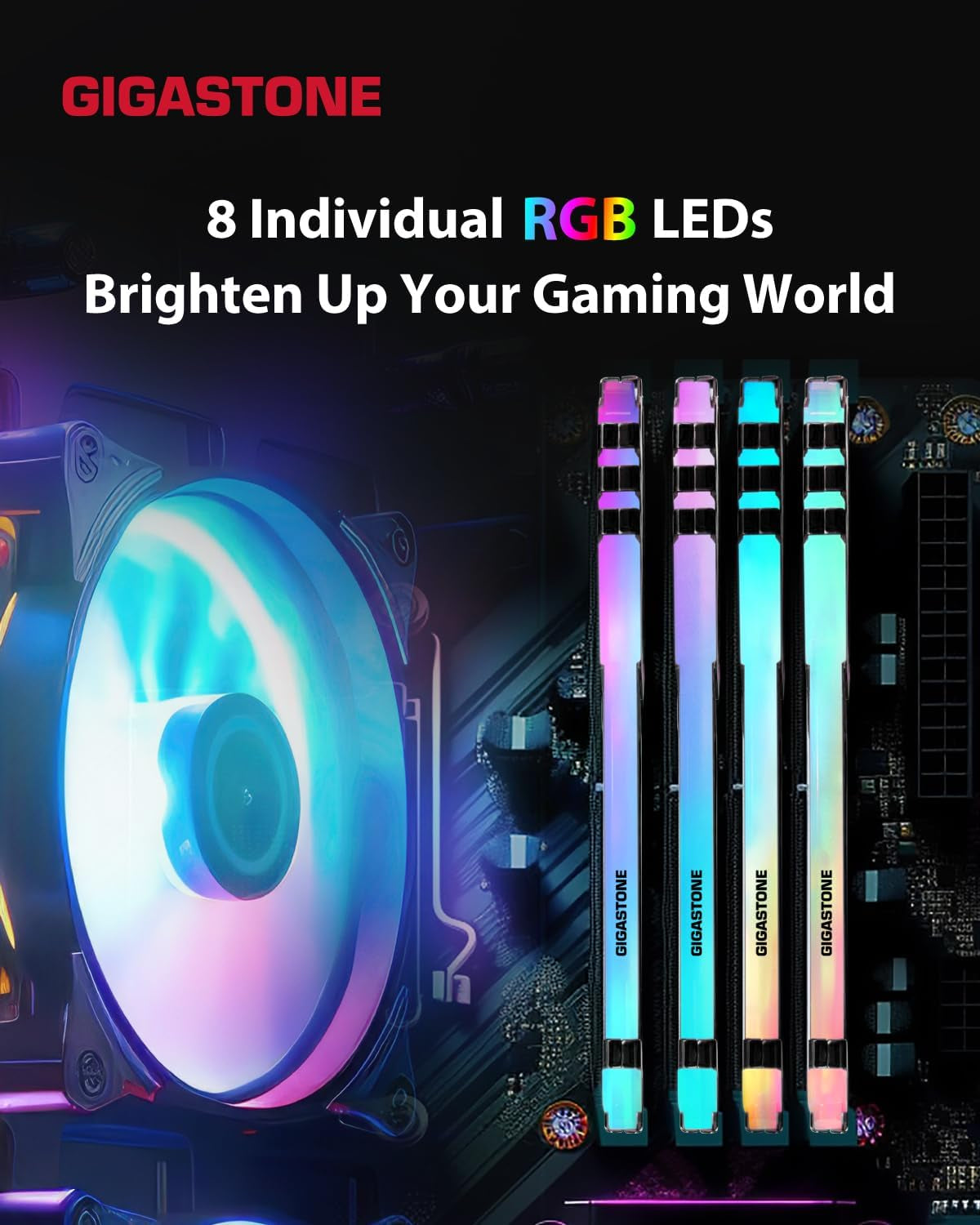 【RGB DDR4 RAM】 Game TURBO 32GB Kit (2X16Gb)Ddr4 3200Mhz PC4-25600 CL16-18-18-40 Intel XMP 2.0 AMD Ryzen 1.35V UDIMM 288 Pin Unbuffered Non ECC High Performance Gaming Desktop Memory - Black