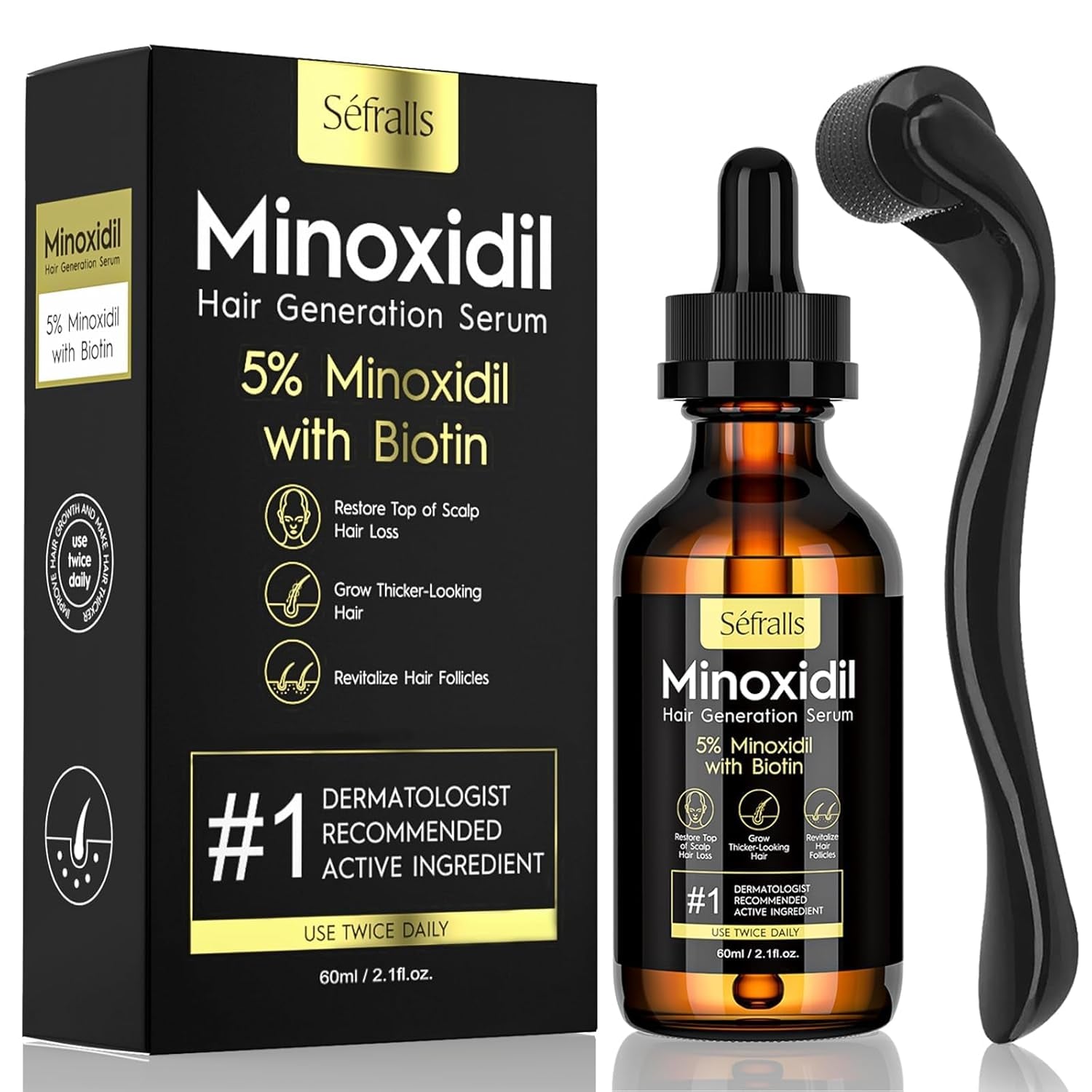5% Minoxidil Hair Growth Oil for Men and Women – Extra Strength Hair Regrowth Serum, Topical Treatment for Hair Loss, Supports Thicker, Healthier Hair & Beard Growth, 2.11 Fl Oz