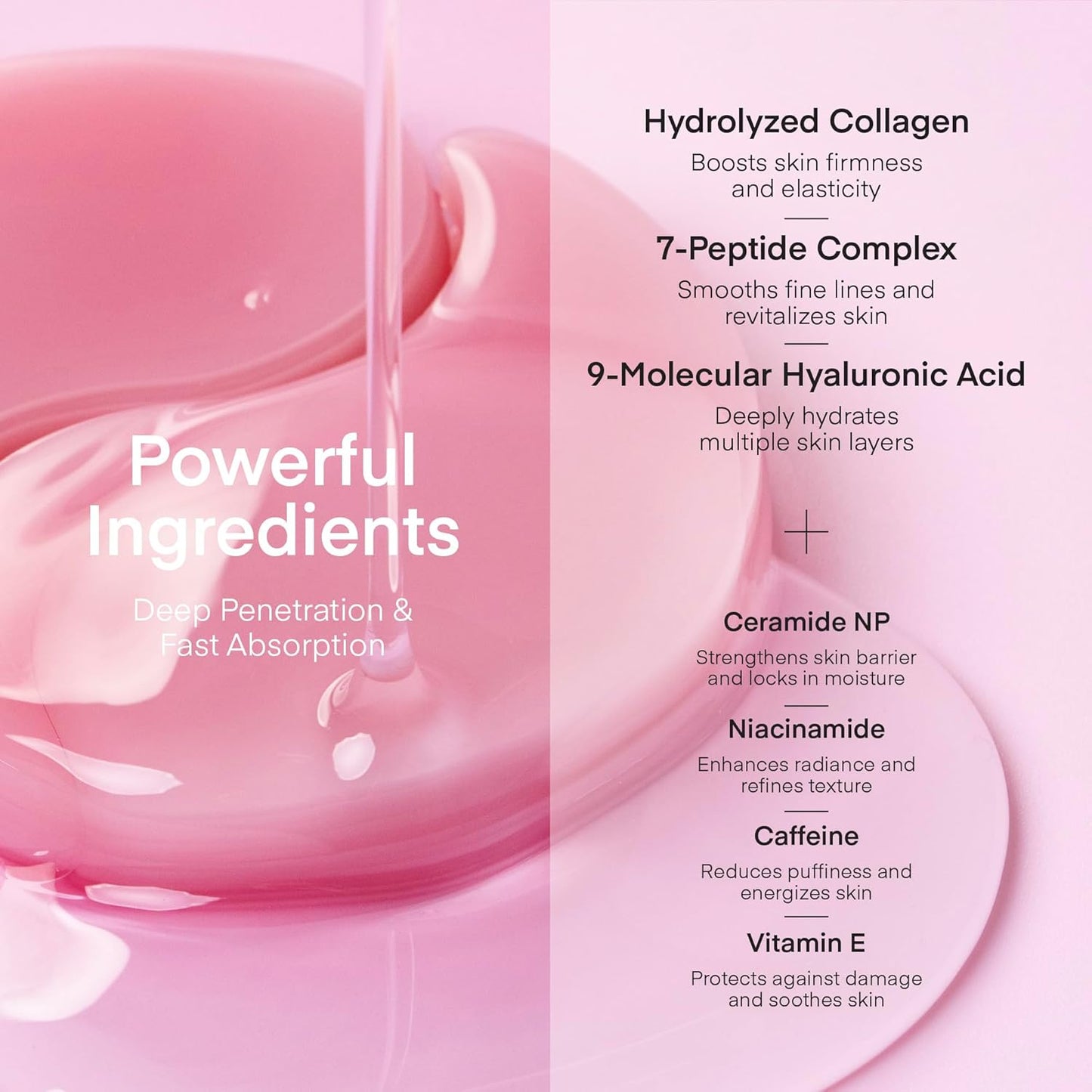 Peptide Collagen under Eye Patches - 60 Korean Firming, Glowing & Hydrating Hydrogel Mask for Puffy Eyes, Dark Circles, Wrinkles, Fine Lines, Undereye Bags - Anti-Aging Eye Gel Pads