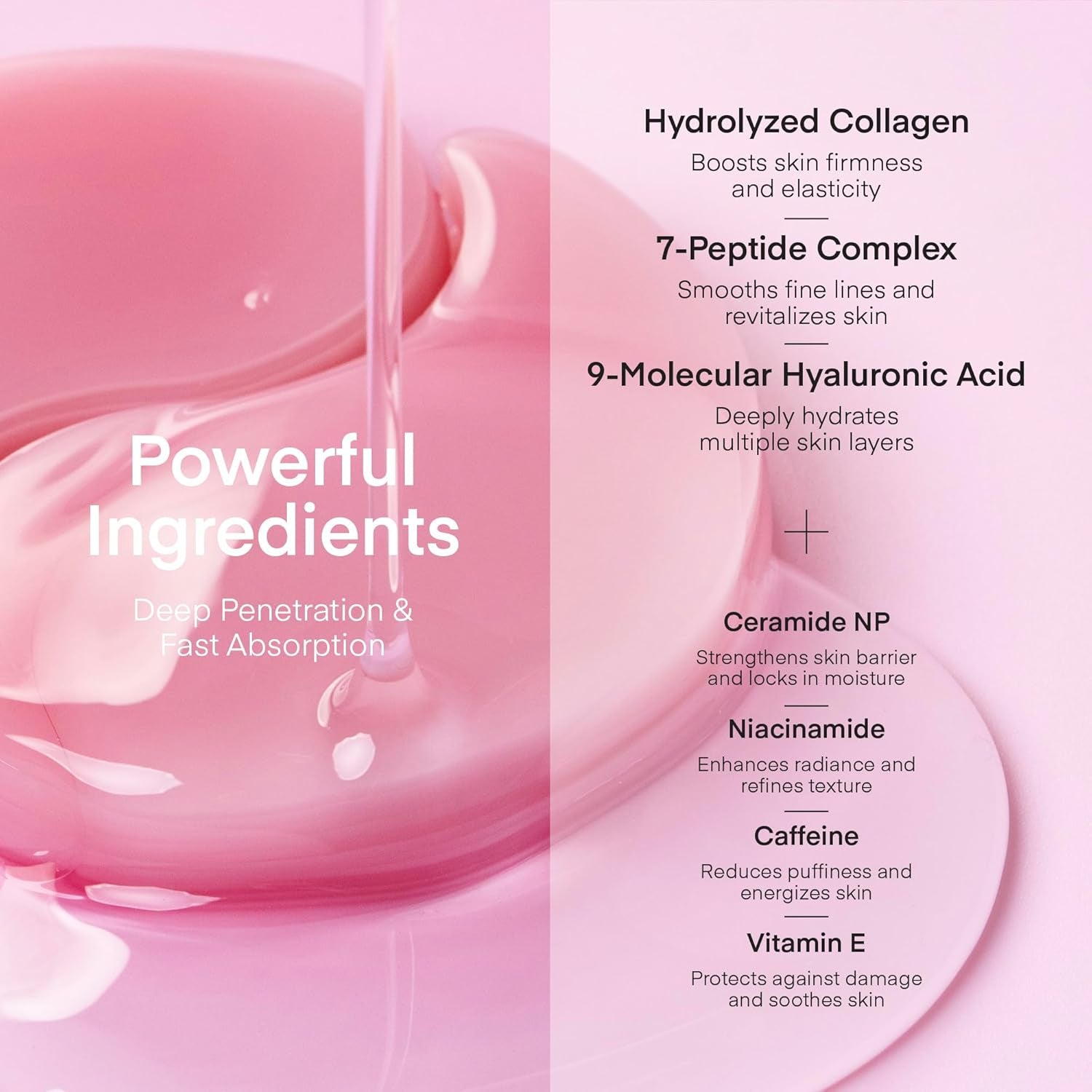 Peptide Collagen under Eye Patches - 60 Korean Firming, Glowing & Hydrating Hydrogel Mask for Puffy Eyes, Dark Circles, Wrinkles, Fine Lines, Undereye Bags - Anti-Aging Eye Gel Pads