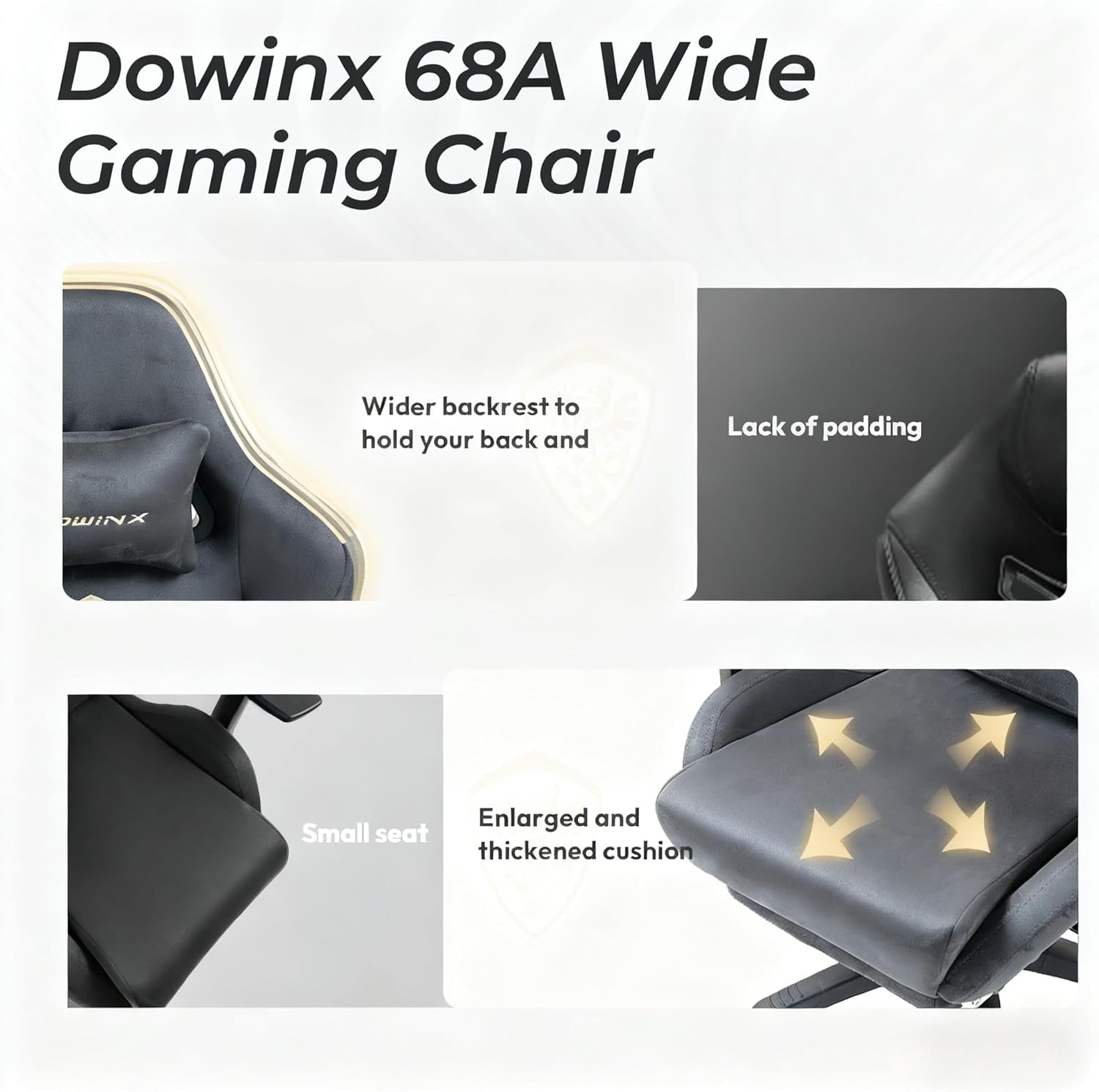 Big and Tall Gaming Chair with Suede Fabric Breathable, Game Chairs for Adults with Oversized Thick Seat for 440Lbs, Ergonomic Gamer Chair for Streaming & Long Gaming Sessions, Deep Grey