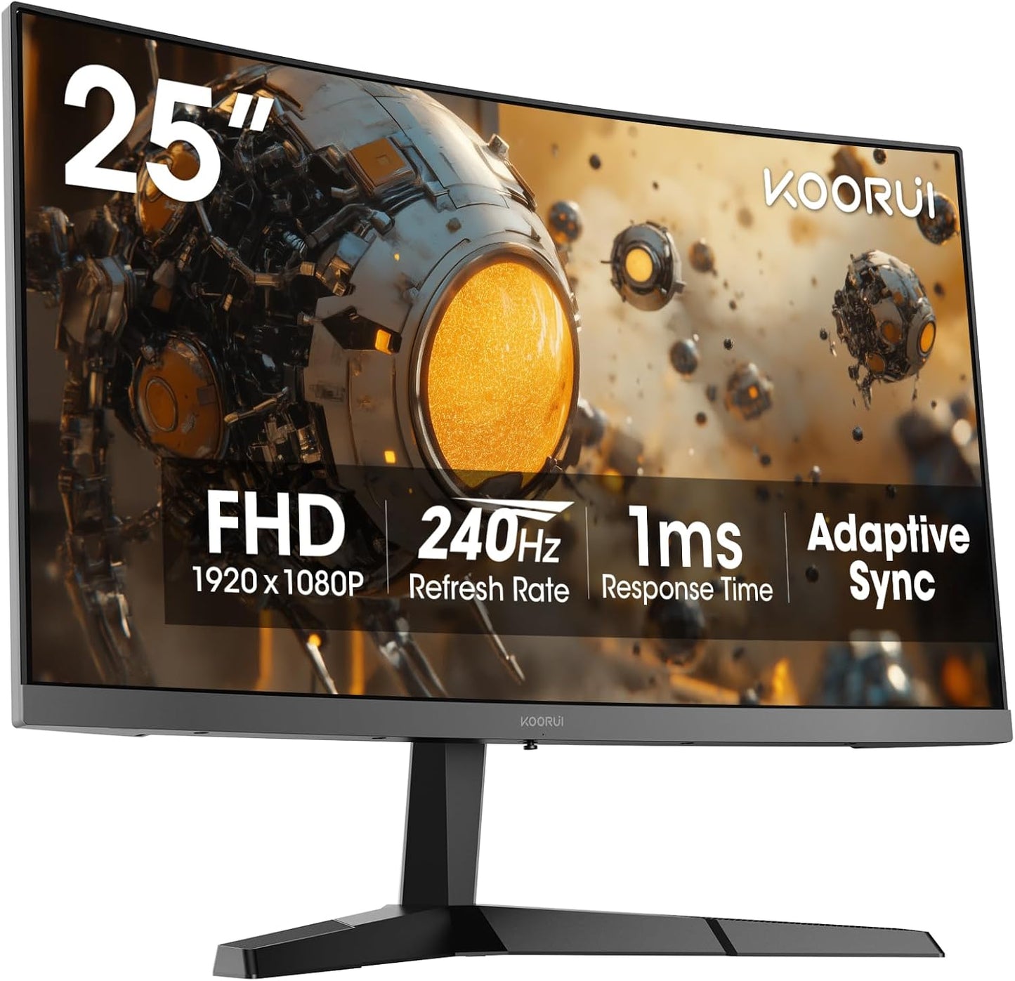 25 Inch Curved Gaming Monitor 240Hz FHD 1080P Computer Monitor, 1500R 1Ms MPRT Display, Adaptive Sync, 90% DCI-P3,HDR, Eye Care, Tilt Adjustable, VESA 75X75Mm, Black,G2511Xc