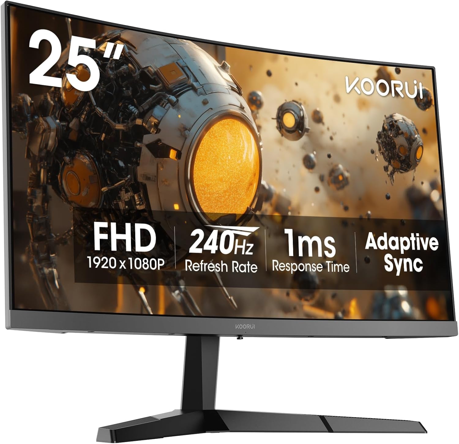 25 Inch Curved Gaming Monitor 240Hz FHD 1080P Computer Monitor, 1500R 1Ms MPRT Display, Adaptive Sync, 90% DCI-P3,HDR, Eye Care, Tilt Adjustable, VESA 75X75Mm, Black,G2511Xc