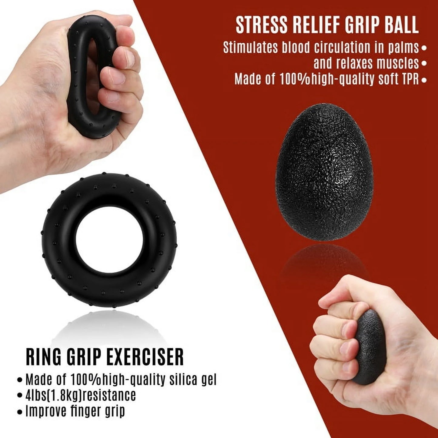Kit De Entrenamiento De Fuerza Con Agarre De 6 Piezas Ajustable Hasta 132 Libras, Negro