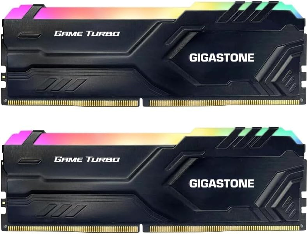 【RGB DDR4 RAM】 Game TURBO 32GB Kit (2X16Gb)Ddr4 3200Mhz PC4-25600 CL16-18-18-40 Intel XMP 2.0 AMD Ryzen 1.35V UDIMM 288 Pin Unbuffered Non ECC High Performance Gaming Desktop Memory - Black