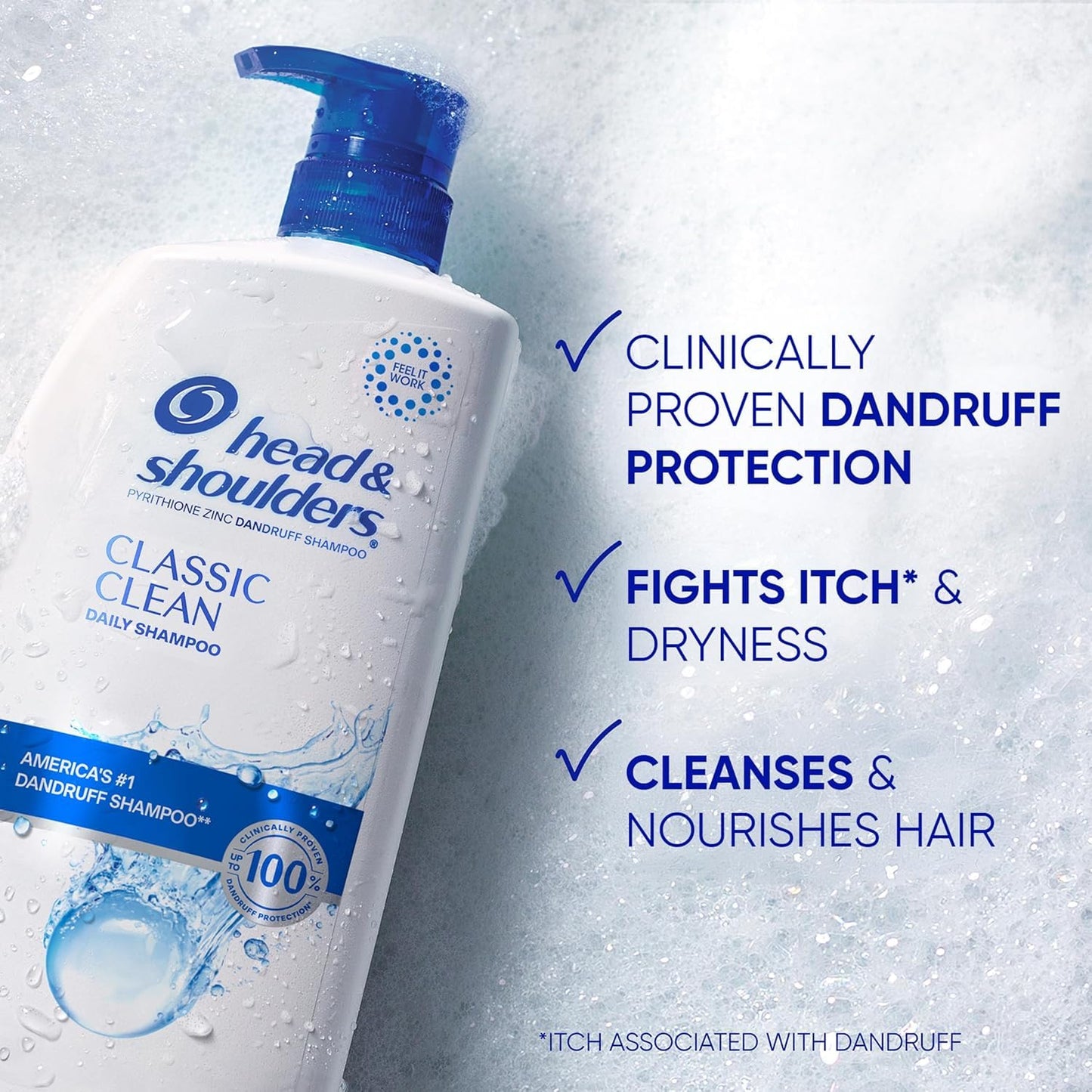 Anti-Dandruff Shampoo with 1% Pyrithione Zinc, Classic Clean Shampoo Twin Pack, Daily Use, Flake Control, Scalp Care, Color-Safe, Deep Clean, 32.1 Fl Oz Each