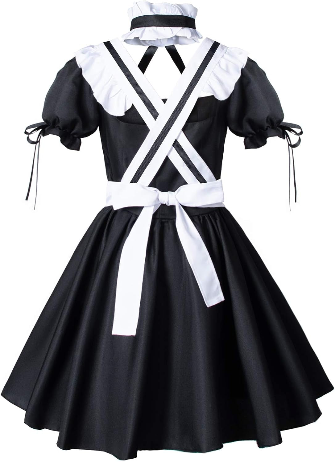 Anime French Maid Apron Lolita Fancy Dress Cosplay Costume Furry Cat Ear Gloves Socks Set(Xl)