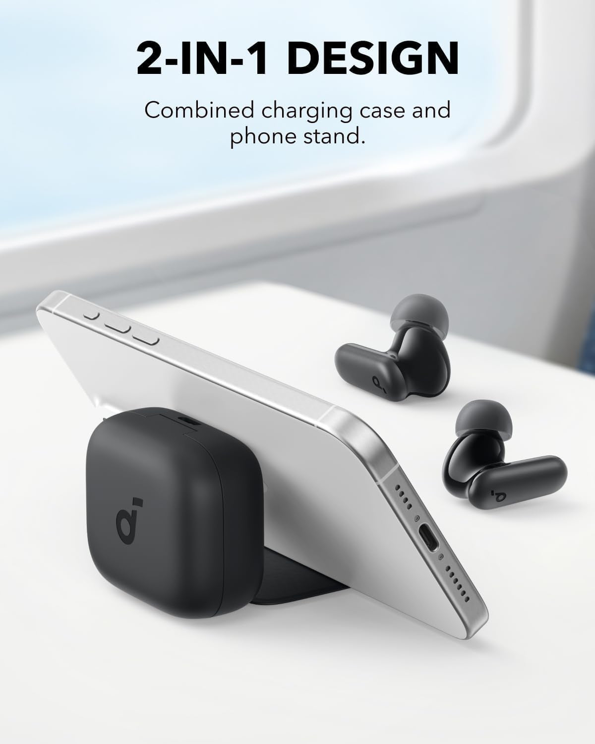 P30I by Anker Noise Cancelling Earbuds, Strong and Smart Noise Cancelling, Powerful Bass, 45H Playtime, 2-In-1 Case and Phone Stand, IP54, Wireless Earbuds, Bluetooth 5.4 (Black)
