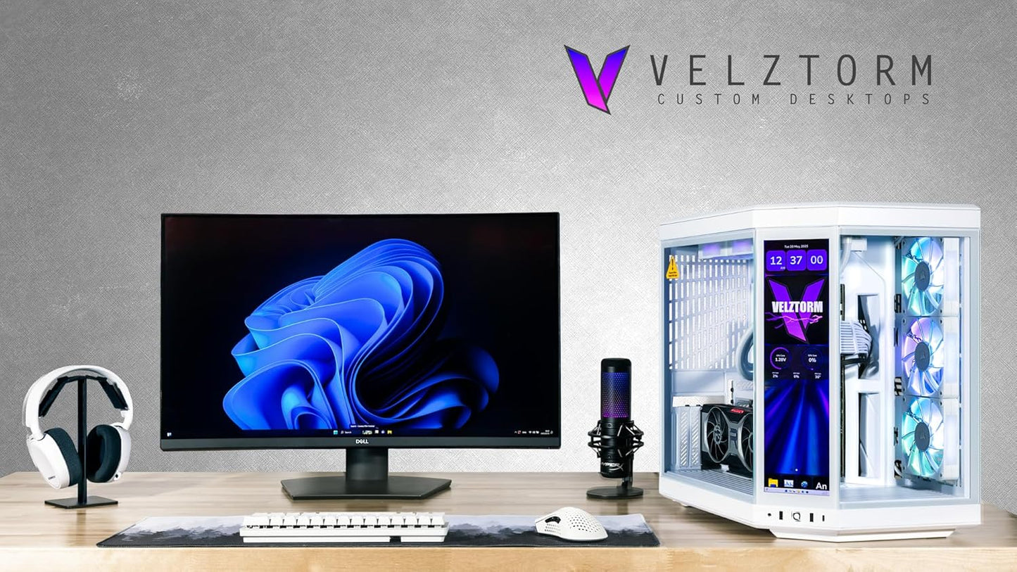 LCD White Praetix Custom Built Y70 Touch Gaming Desktop (Radeon RX 9060 XT 8GB (Beats 5060), Liquid Cooled Intel I9-14900K, 32GB DDR5, 2TB Pcie SSD, 1000W PSU, Wifi 6, Win11Pro)