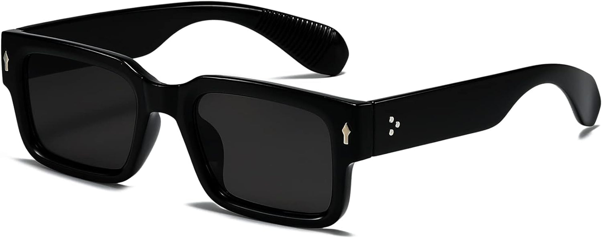 Square Frame Sunglasses for Women Men Trendy Chunky Rectangle Sun Glasses Black Shades UV400 Protection