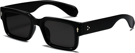 Square Frame Sunglasses for Women Men Trendy Chunky Rectangle Sun Glasses Black Shades UV400 Protection