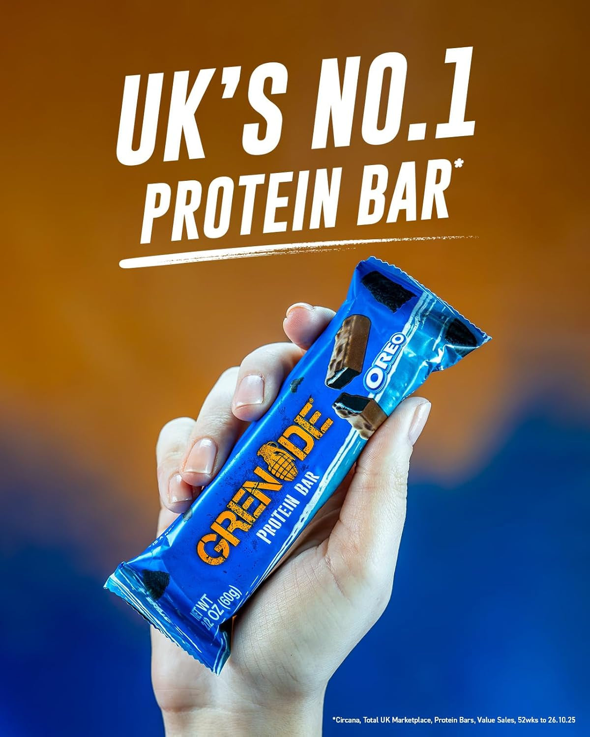 OREO Milk Chocolate High Protein Bar, 20G Protein and 1 G Sugar per Snack Bar, 12 Count, 2.1 Oz Bars