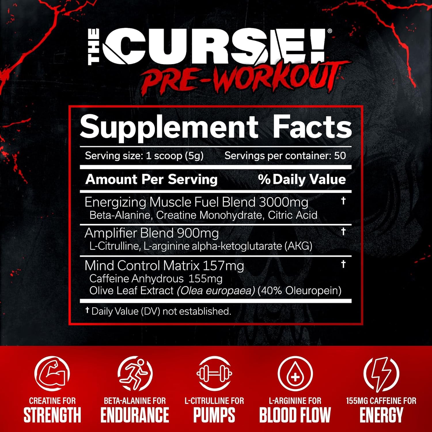 the Curse! Sour Candy Pre Workout Powder with Creatine – Extreme Energy Preworkout for Men & Women – 50 Servings – L Citrulline, Beta Alanine & Caffeine for Pump, Strength & Focus