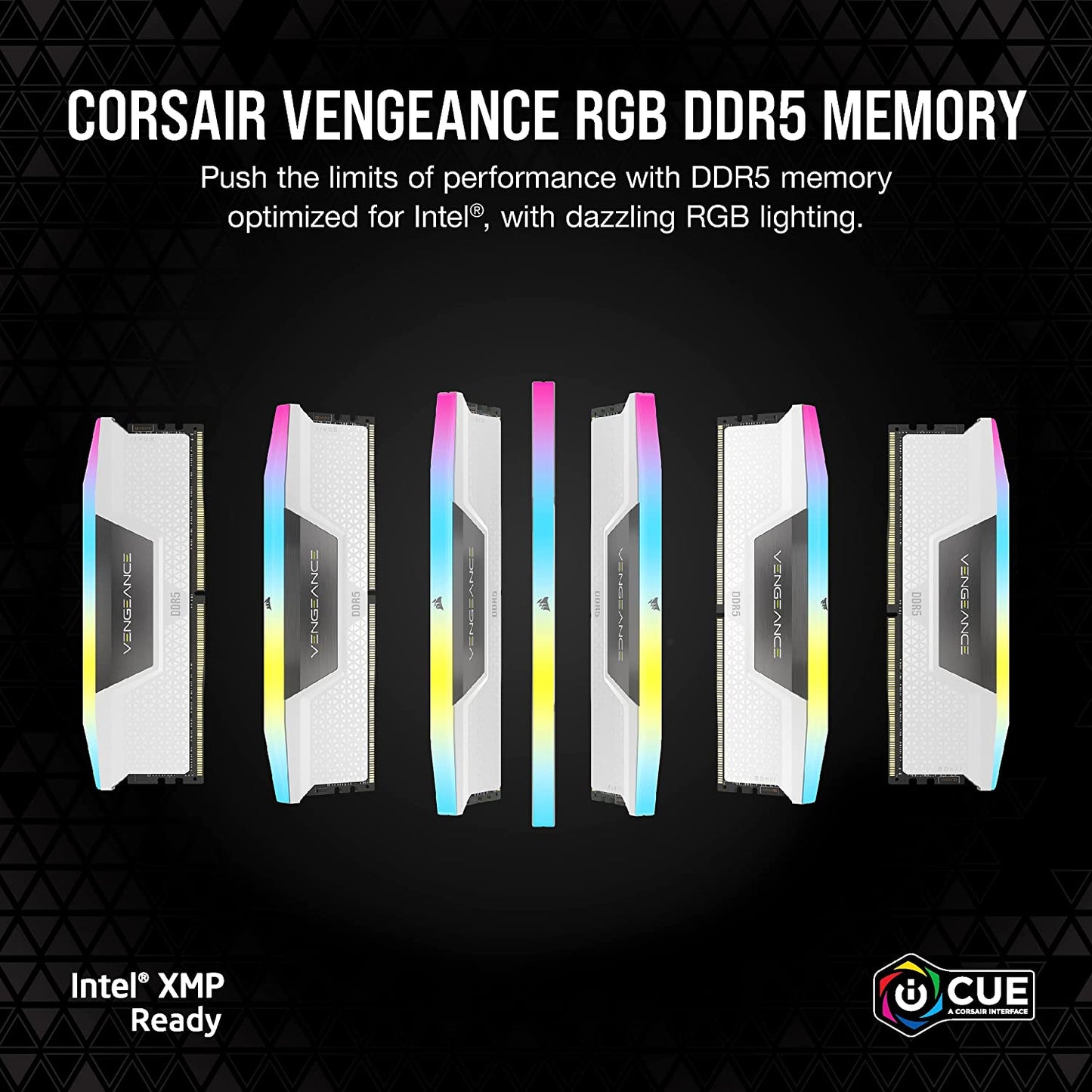 VENGEANCE RGB DDR5 RAM 32GB (2X16Gb) 6000Mhz CL36-44-44-96 1.35V Intel XMP 3.0 Desktop Computer Memory - White (CMH32GX5M2E6000C36W)