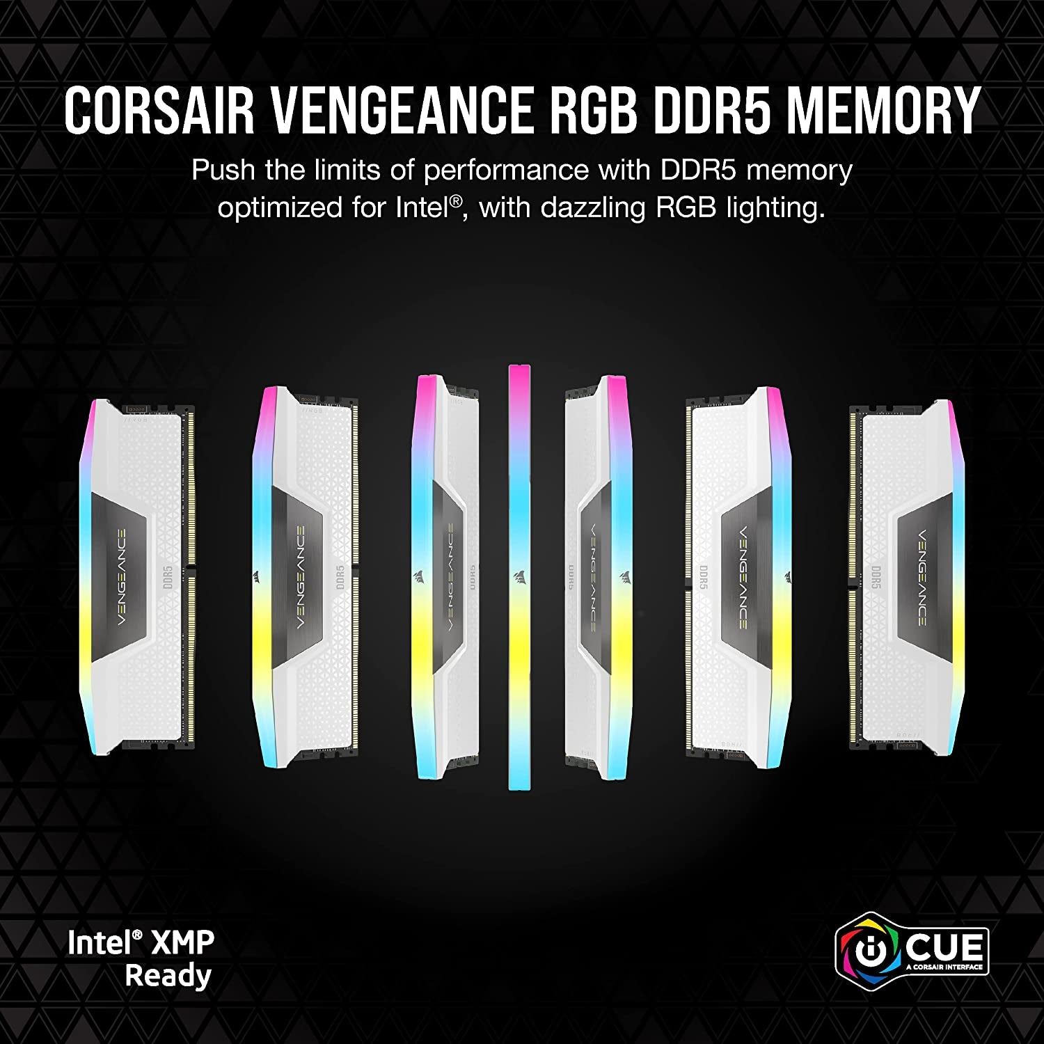 VENGEANCE RGB DDR5 RAM 32GB (2X16Gb) 6000Mhz CL36-44-44-96 1.35V Intel XMP 3.0 Desktop Computer Memory - White (CMH32GX5M2E6000C36W)