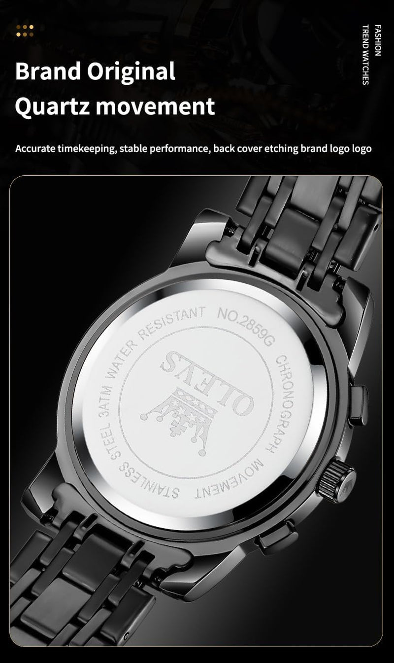 Watches Men Waterproof Luxury Big Face Mens Watch Stainless Steel Quartz Analog Dress Watches for Men Luminous Multifunction Man Watch Relojes De Hombre