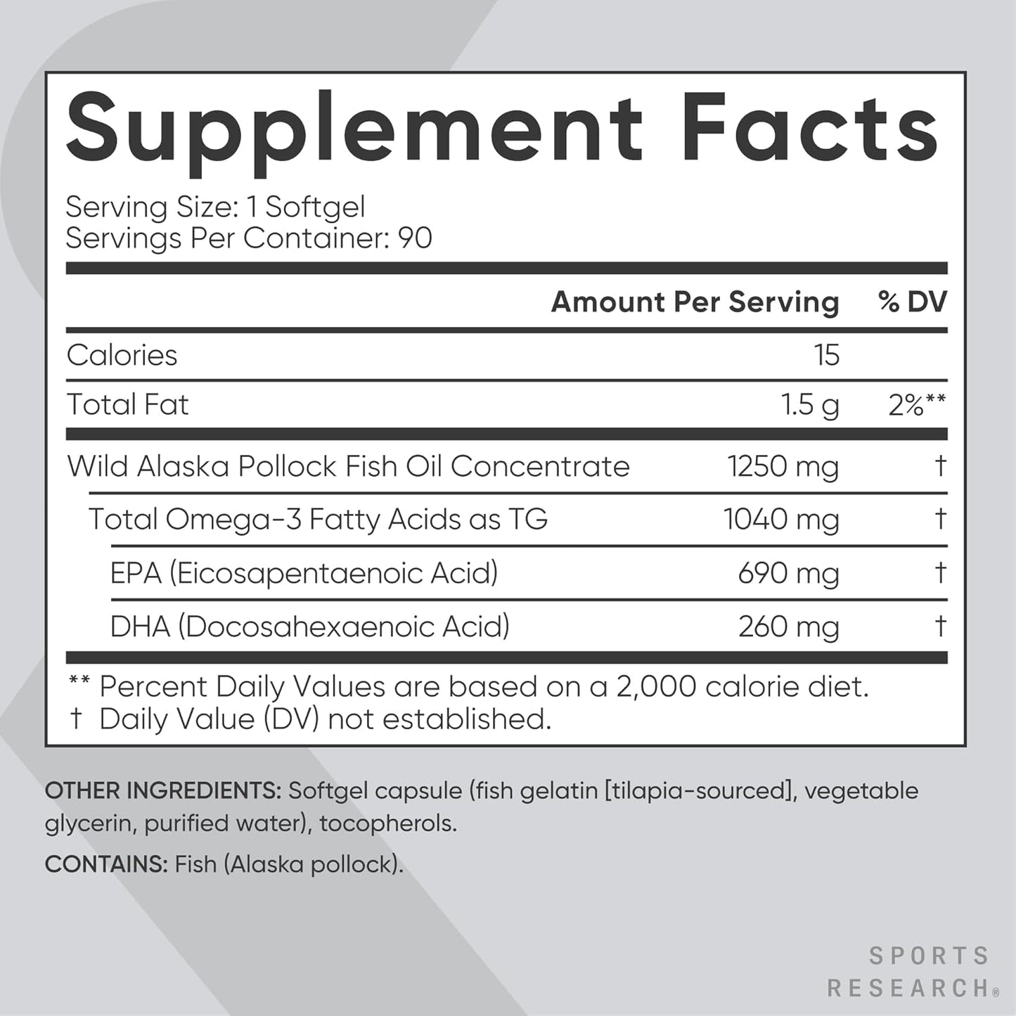 ® Omega-3 Fish Oil 1250 - Triple Strength Fish Oil Supplement from Wild Alaska Pollock - MSC Certified Sustainable · Non-Gmo · Soy Free - 90 Softgel Capsules