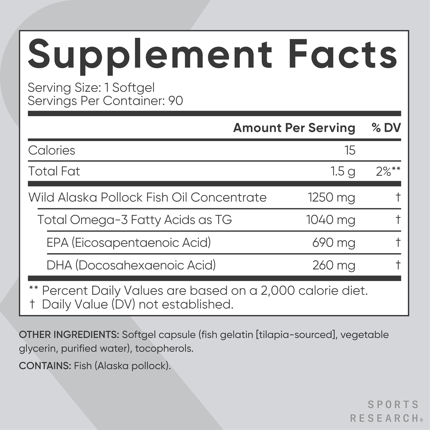 ® Omega-3 Fish Oil 1250 - Triple Strength Fish Oil Supplement from Wild Alaska Pollock - MSC Certified Sustainable · Non-Gmo · Soy Free - 90 Softgel Capsules