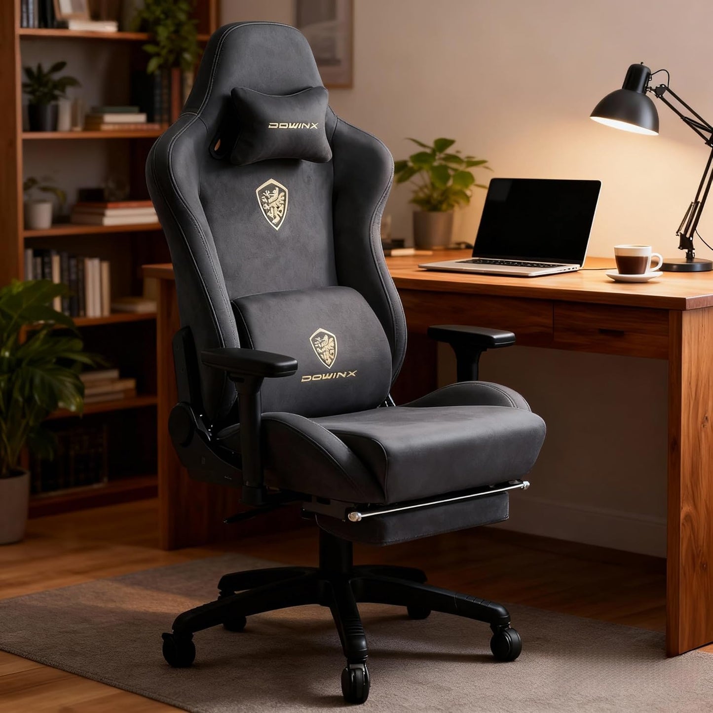 Big and Tall Gaming Chair with Suede Fabric Breathable, Game Chairs for Adults with Oversized Thick Seat for 440Lbs, Ergonomic Gamer Chair for Streaming & Long Gaming Sessions, Deep Grey