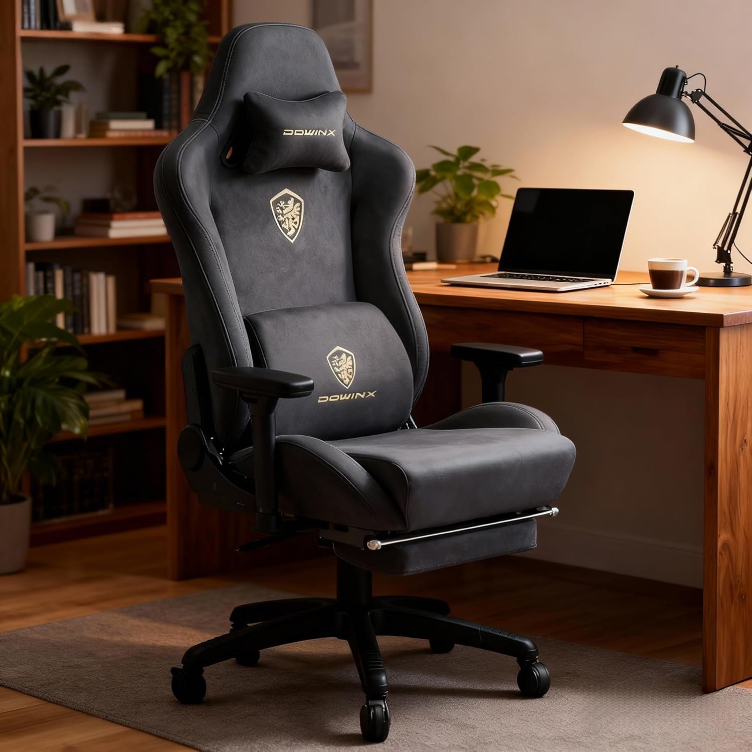 Big and Tall Gaming Chair with Suede Fabric Breathable, Game Chairs for Adults with Oversized Thick Seat for 440Lbs, Ergonomic Gamer Chair for Streaming & Long Gaming Sessions, Deep Grey