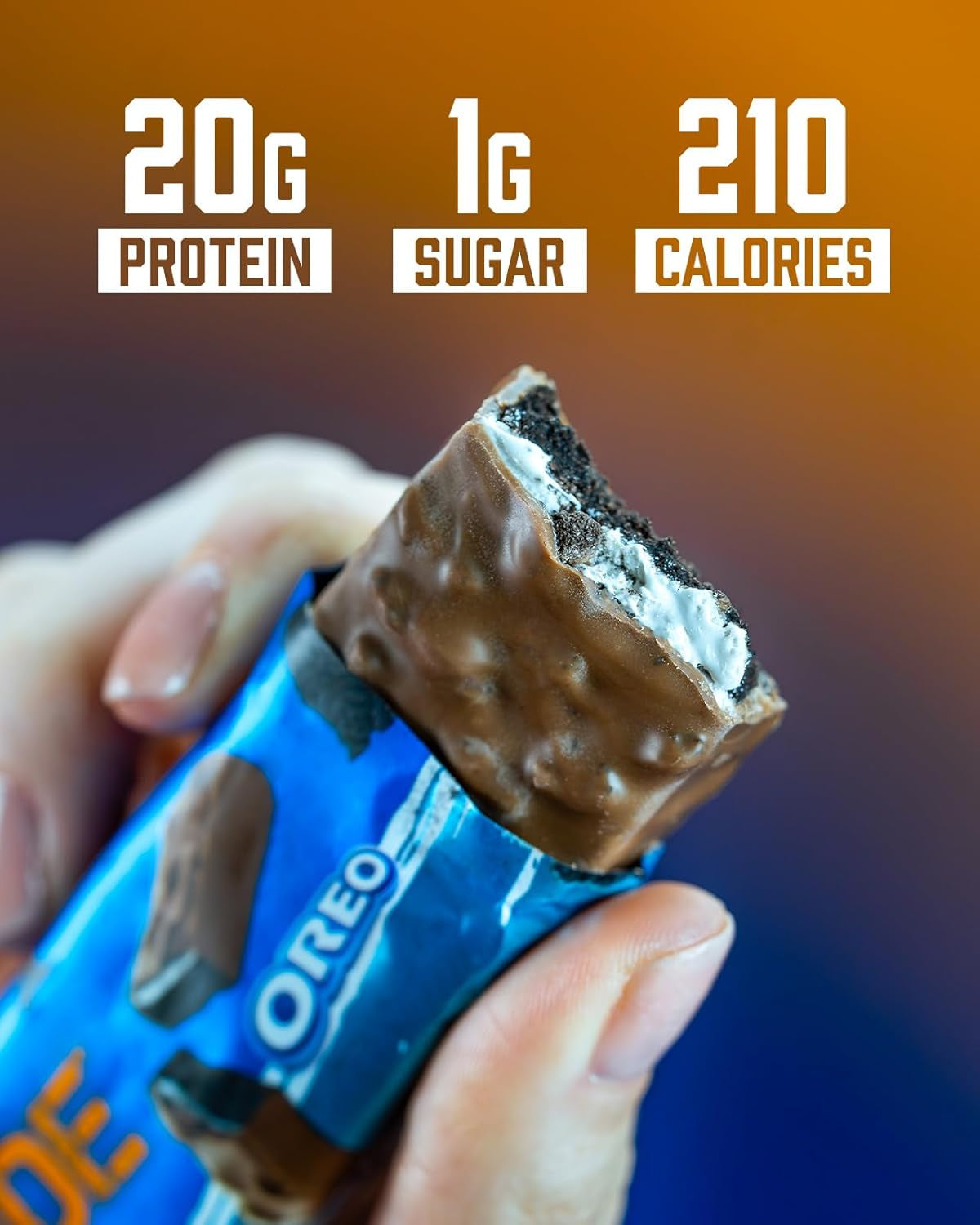 OREO Milk Chocolate High Protein Bar, 20G Protein and 1 G Sugar per Snack Bar, 12 Count, 2.1 Oz Bars