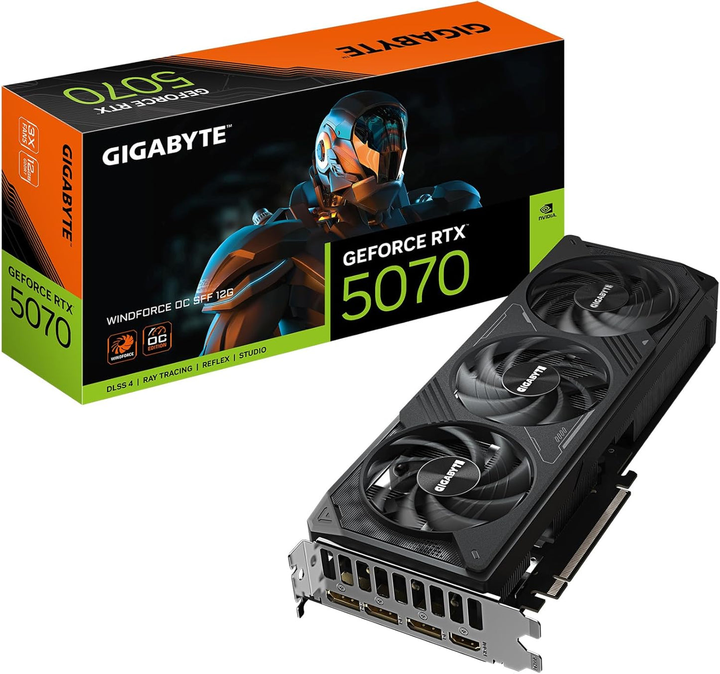 Geforce RTX 5070 WINDFORCE OC SFF 12G Graphics Card, 12GB 192-Bit GDDR7, Pcie 5.0, WINDFORCE Cooling System, GV-N5070WF3OC-12GD Video Card