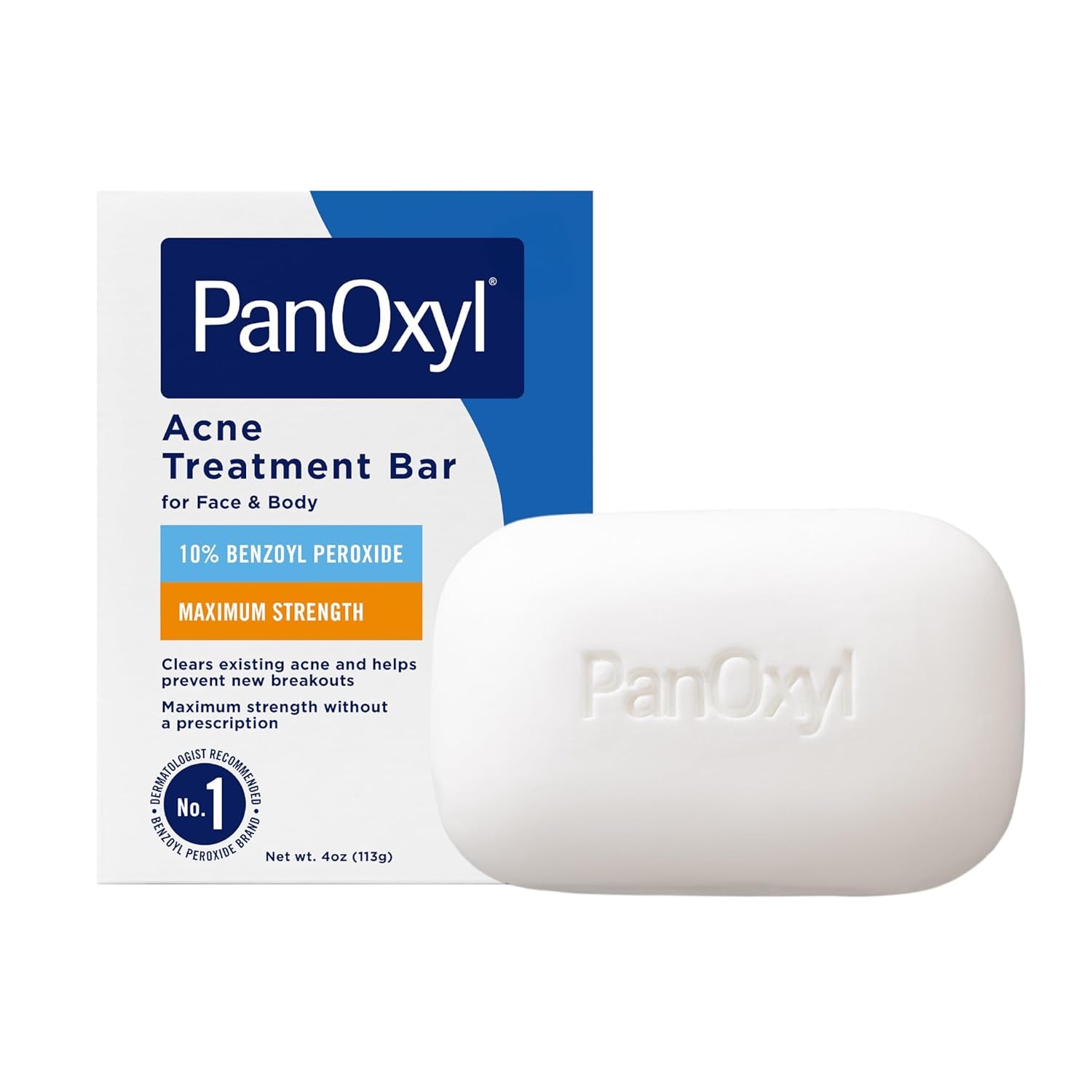 Acne Treatment Bar with 10% Benzoyl Peroxide, Maximum Strength Bar Soap for Face, Chest and Back, Benzoyl Peroxide Soap Body Wash, Vegan, for Acne Prone Skin, 4 Oz