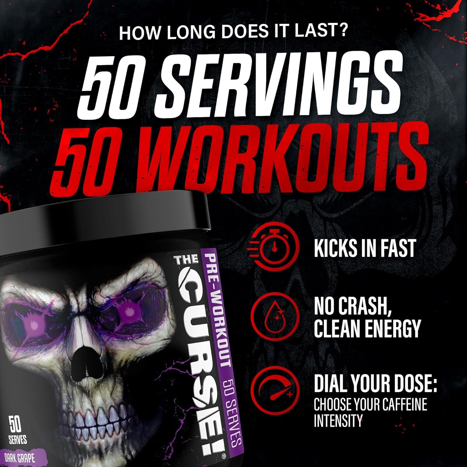 the Curse! Sour Candy Pre Workout Powder with Creatine – Extreme Energy Preworkout for Men & Women – 50 Servings – L Citrulline, Beta Alanine & Caffeine for Pump, Strength & Focus